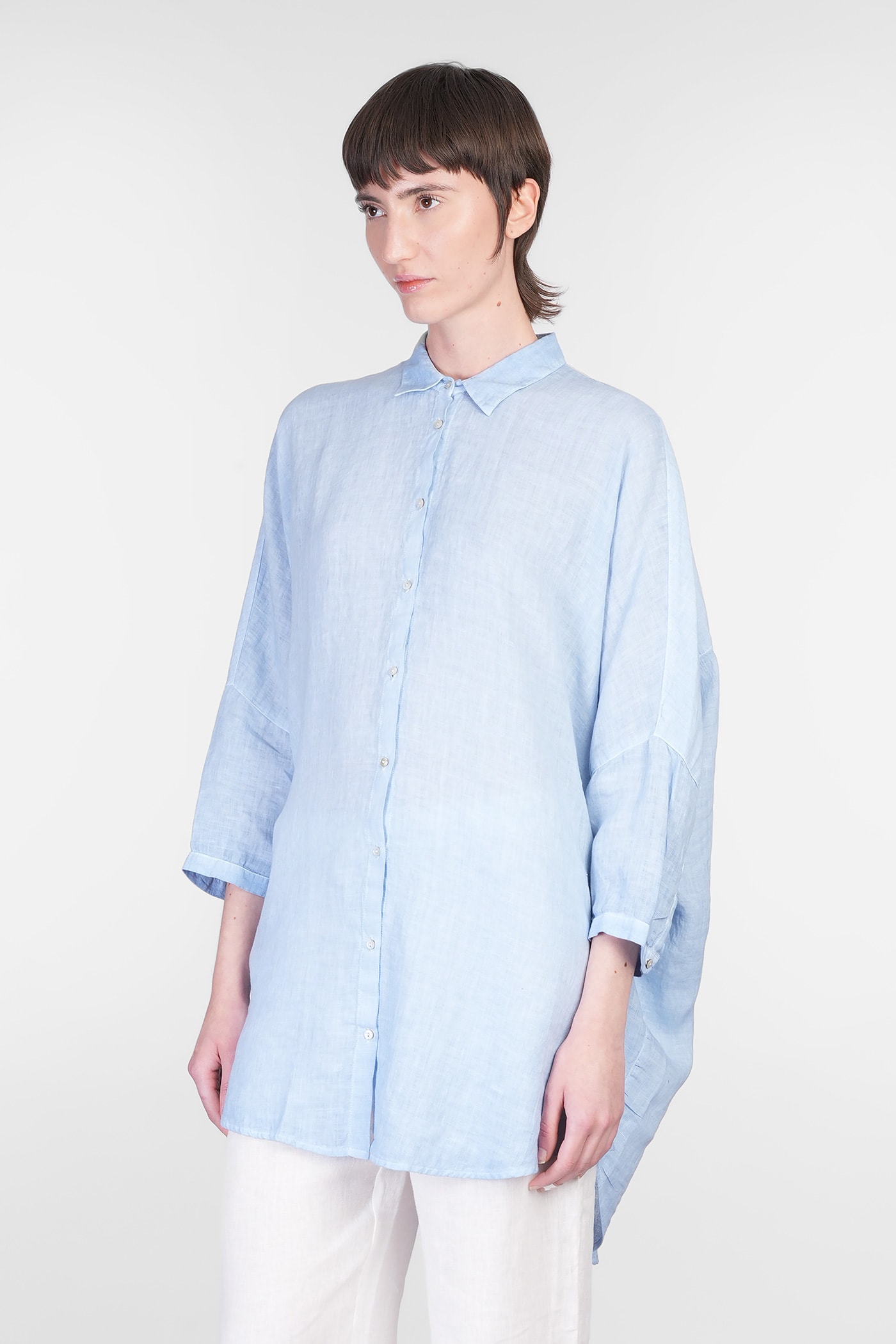 Shop 120% Lino Shirt In Cyan Linen