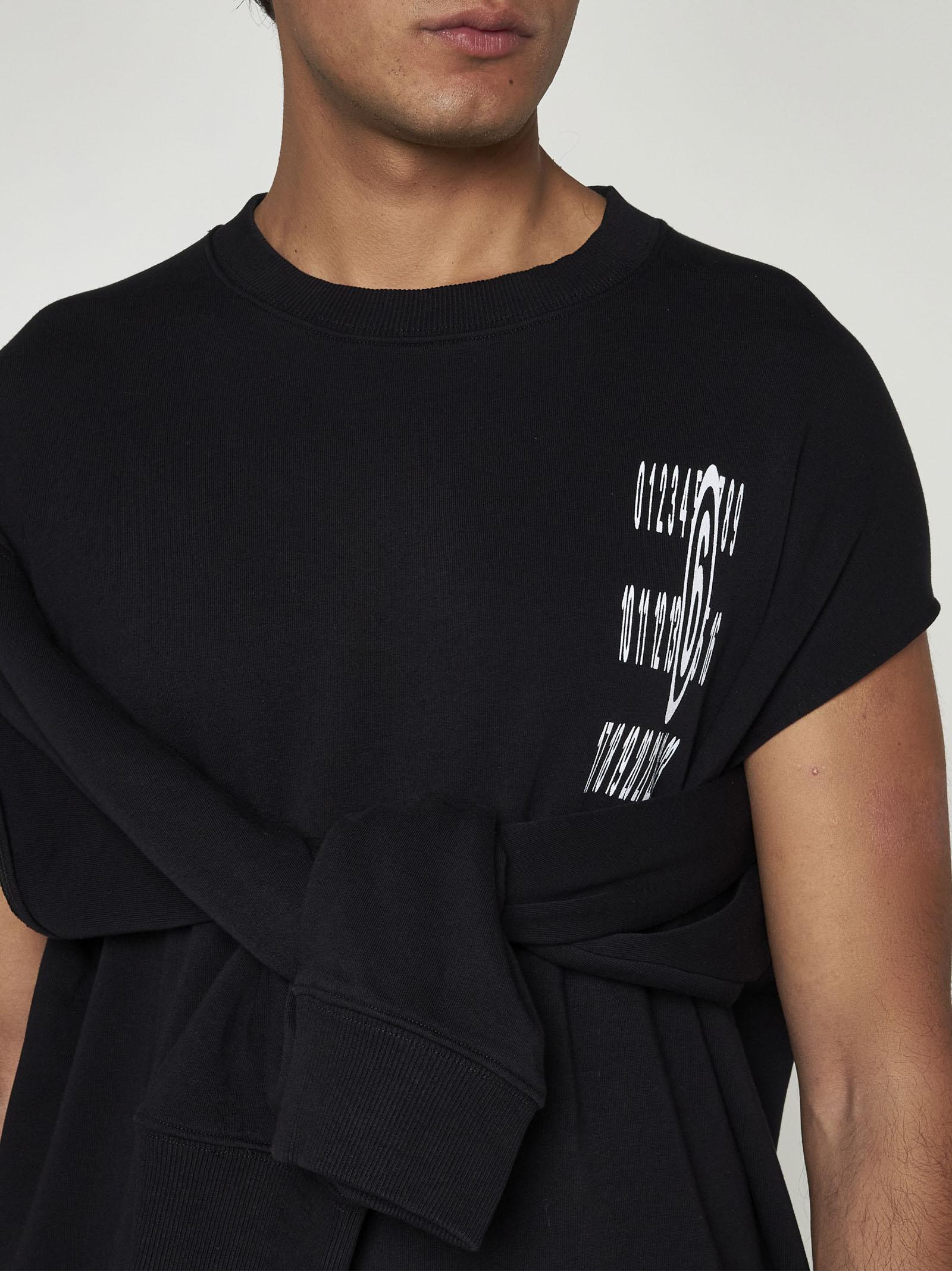 Shop Mm6 Maison Margiela Logo And Cut-out Cotton-blend Sweatshirt In Black (black)