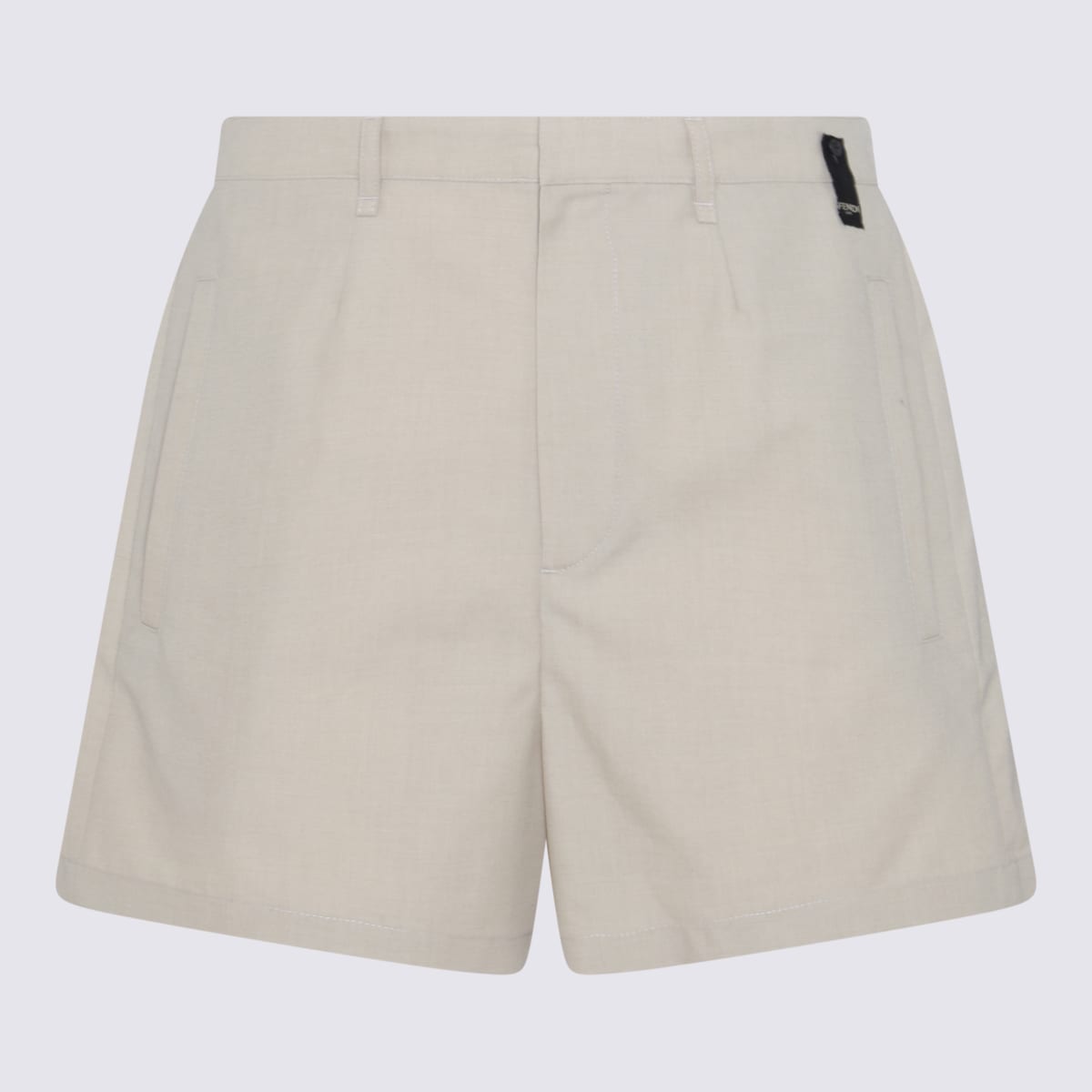 Fendi Cream Wool Shorts In White