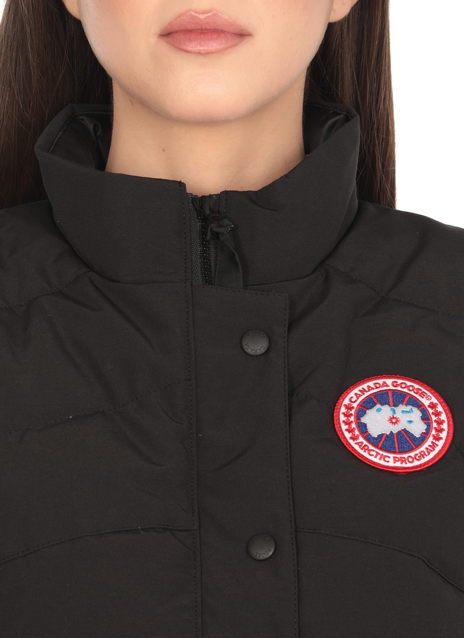Canada Goose Padded Quilted Sleeveless High Neck Vest In Black