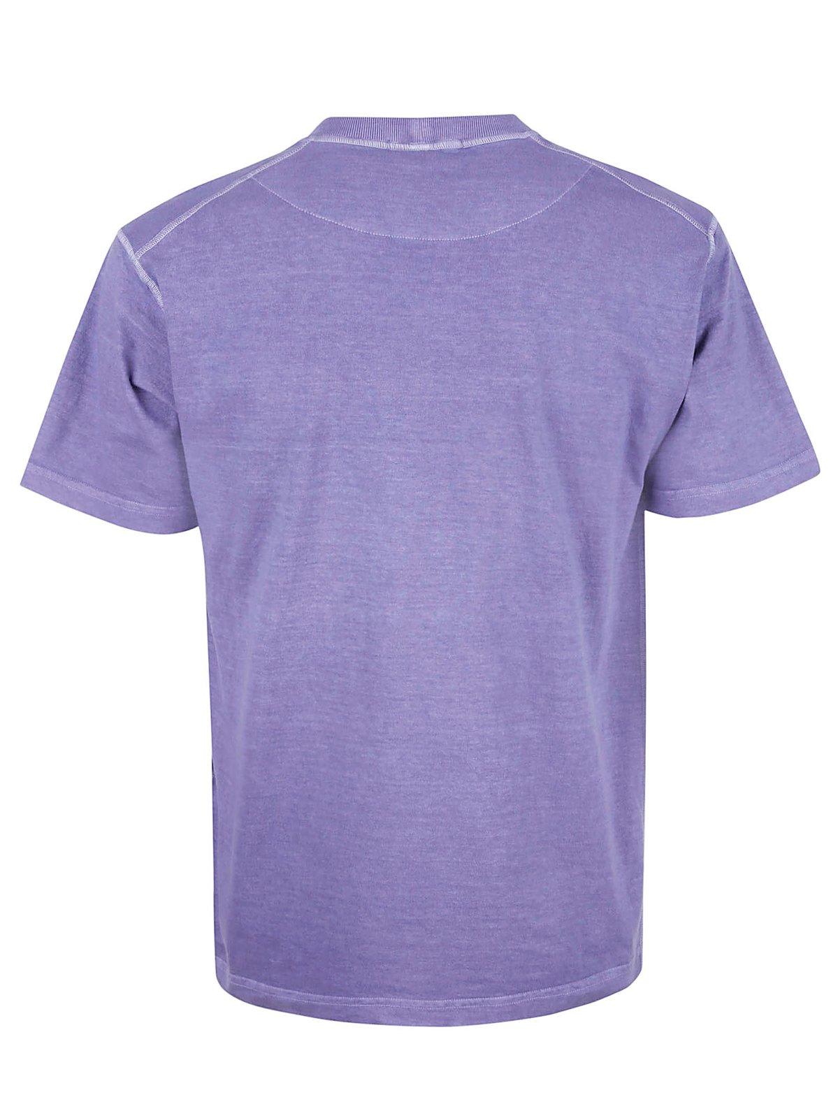 Shop Stone Island Logo Patch Crewneck T-shirt In Purple