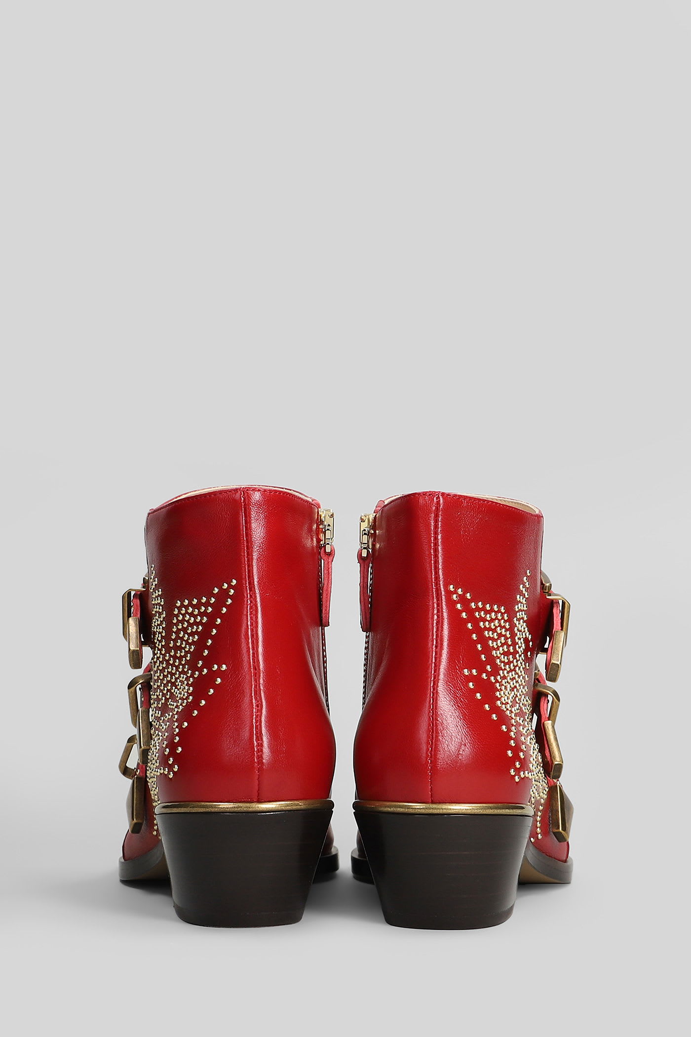 Chloé Susan High Heels Ankle Boots In Red Leather In Red