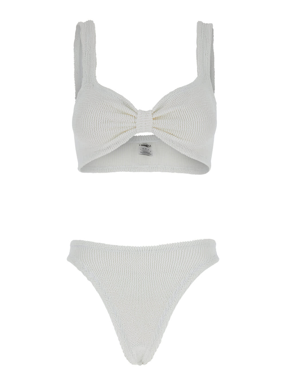 bonnie White Bikini With Knot Detail In Ribbed Fabric Woman