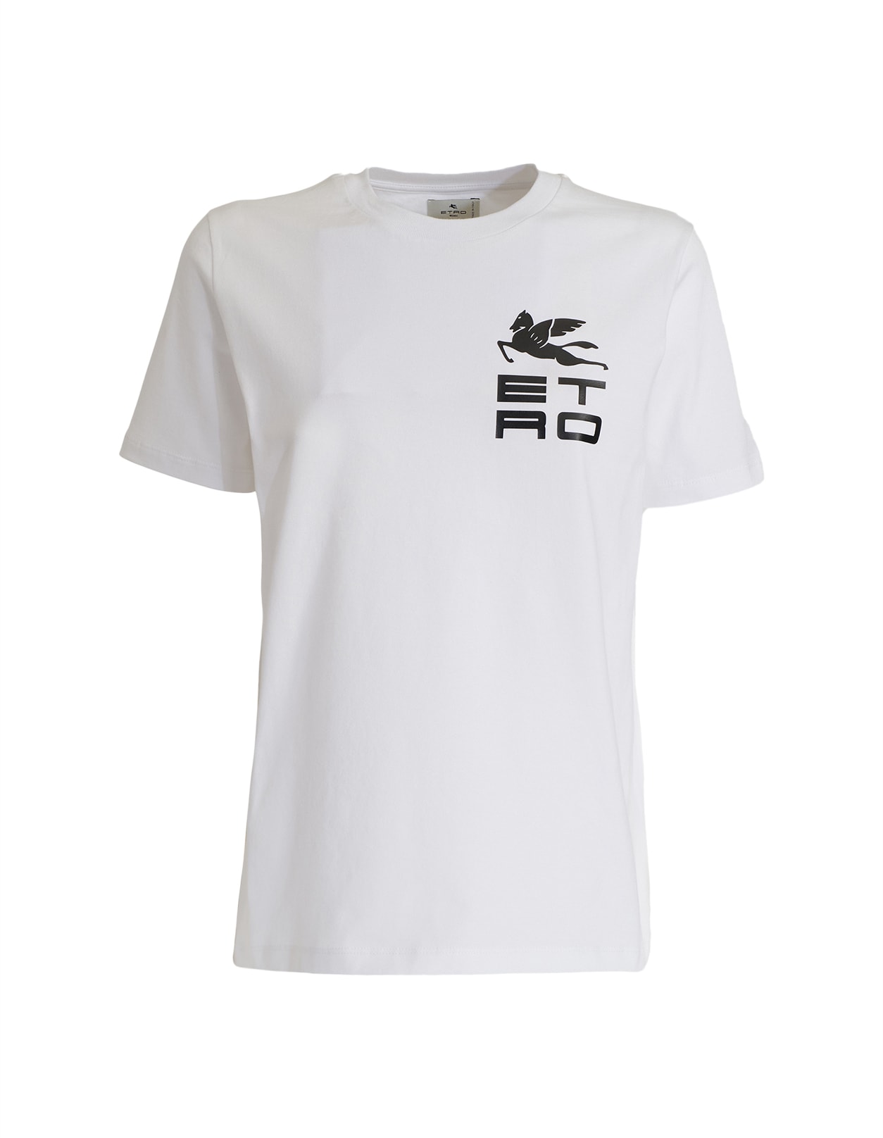 Woman White T-shirt With Contrast Etro Cube Logo