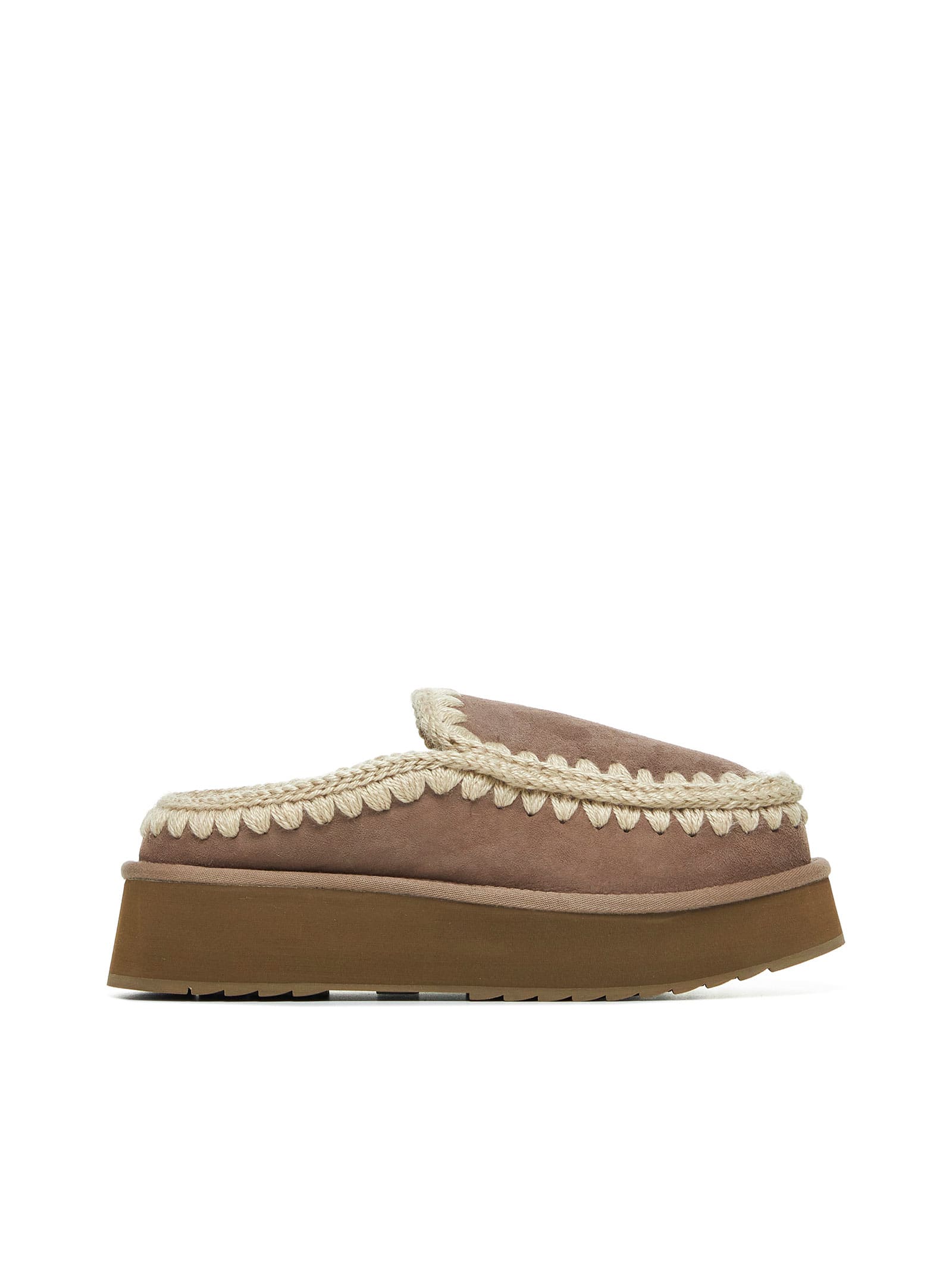 Eskimo Platform Slipper-mule In Grey Suede