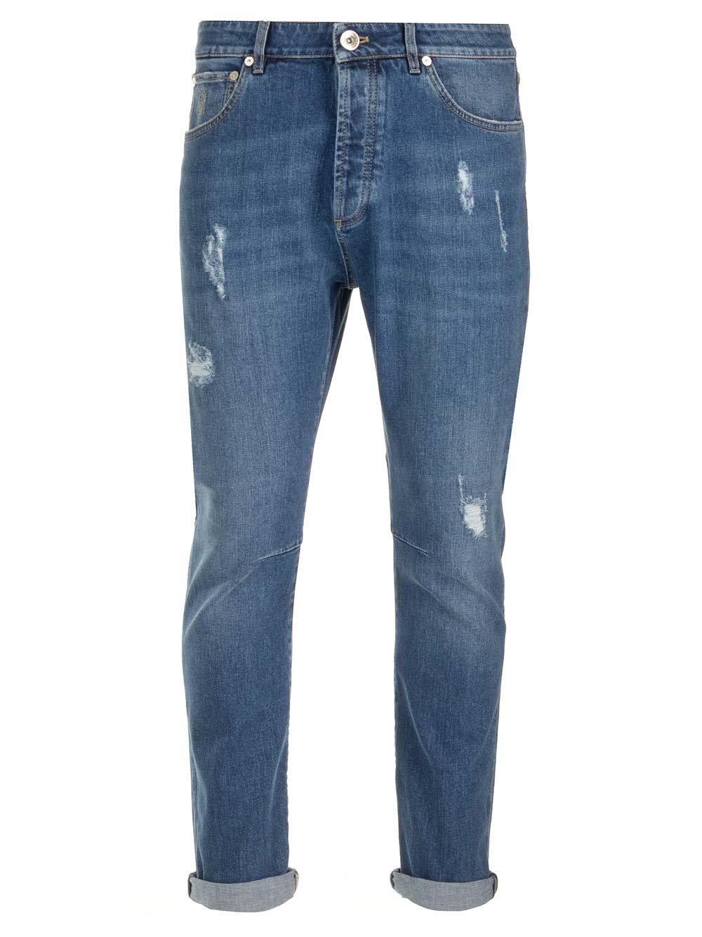 Shop Brunello Cucinelli Distressed Straight-leg Jeans