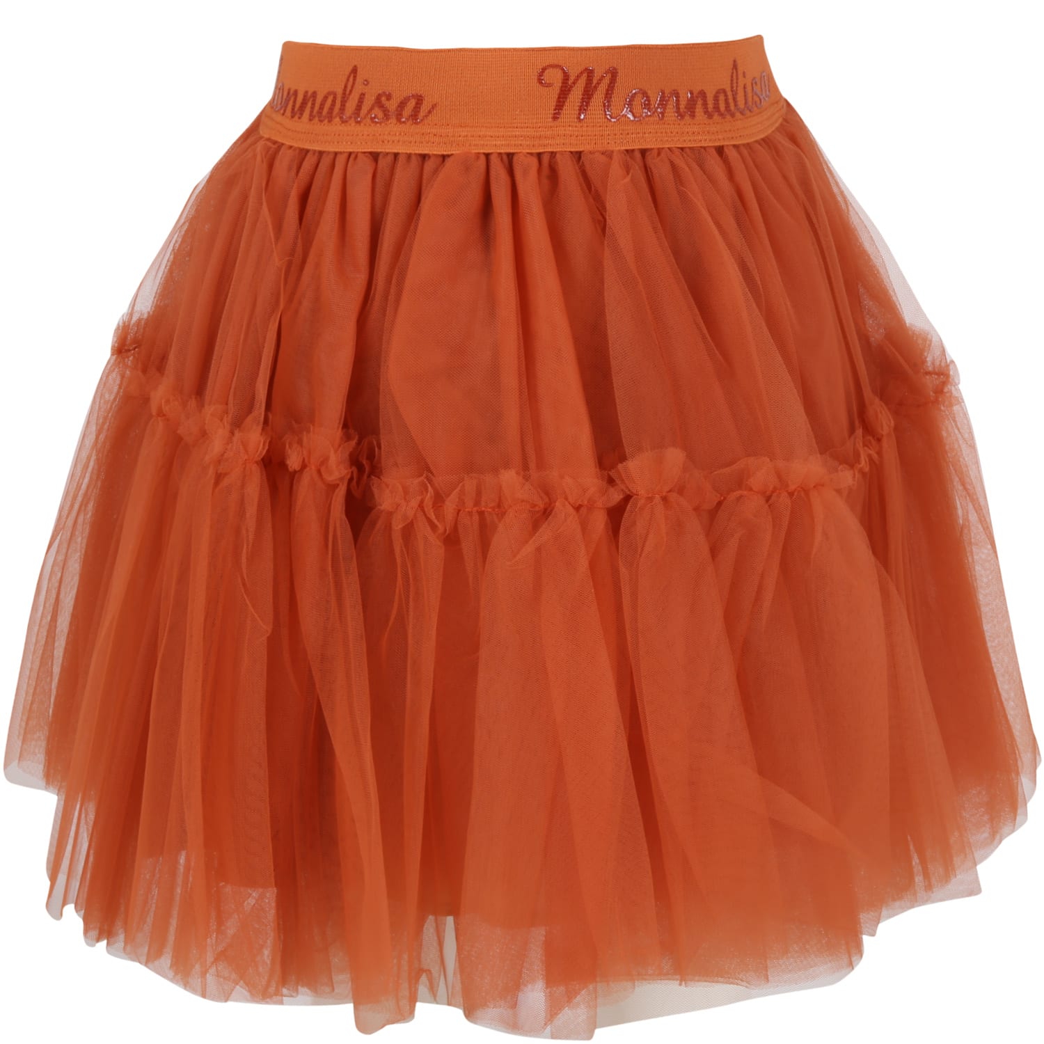 Monnalisa Orange Skirt For Girl With Logos
