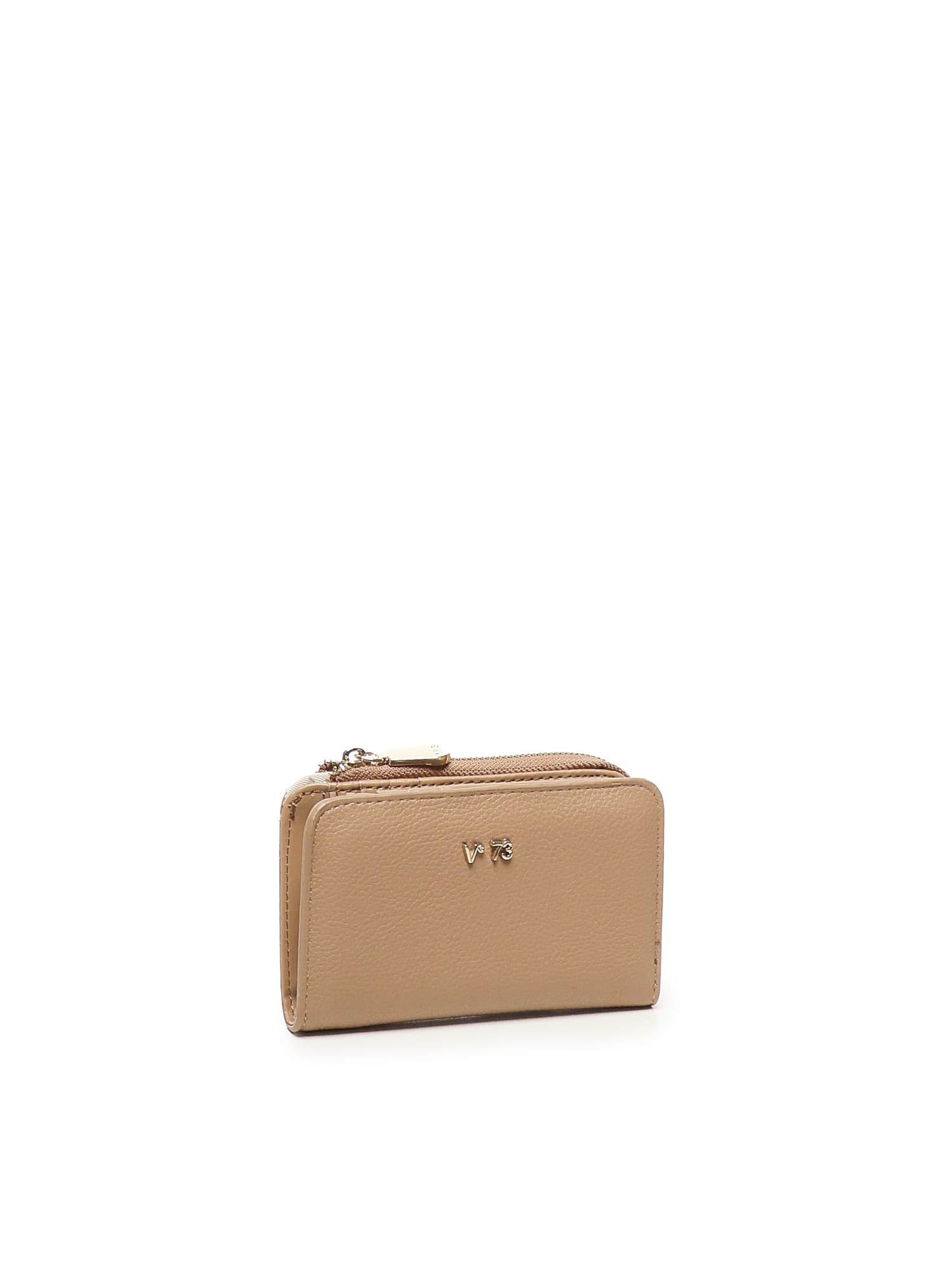 V73 Zip-closure Logo Wallet In Neutral
