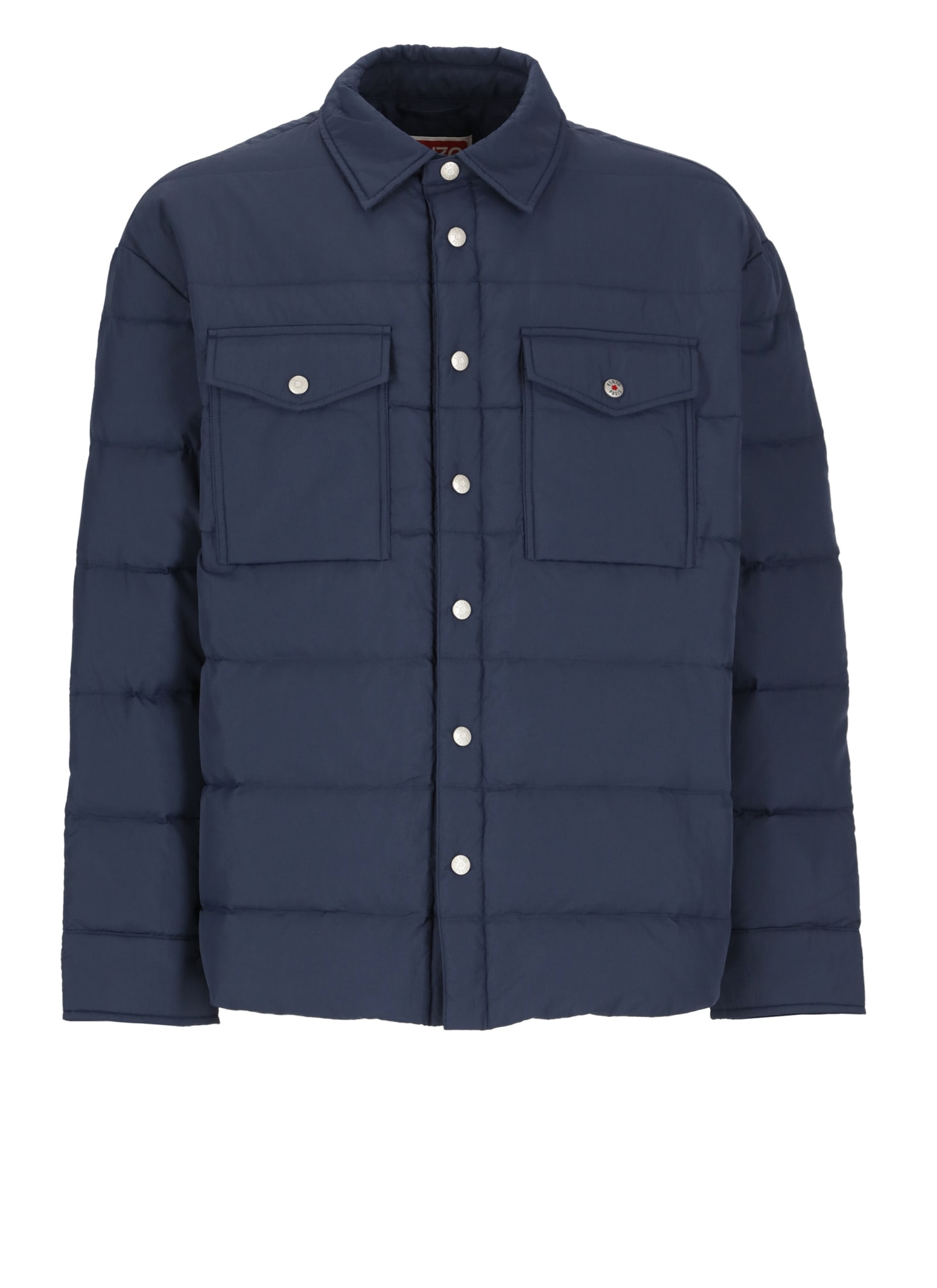 Shop Kenzo Padded And Quilted Jacket In Blu