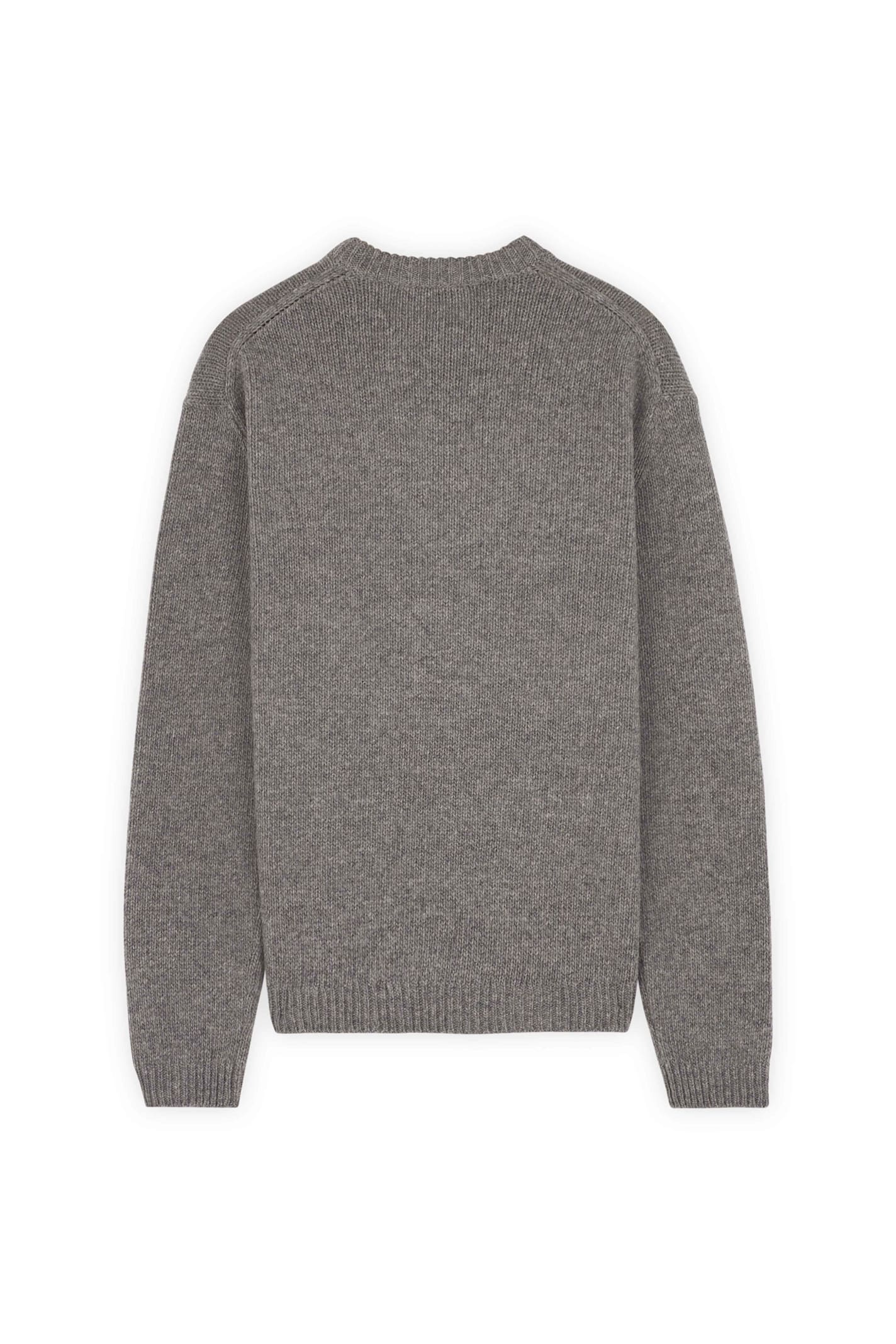 Shop Maison Kitsuné Dressed Fox Intarsia Jumper In Medium Grey Melange