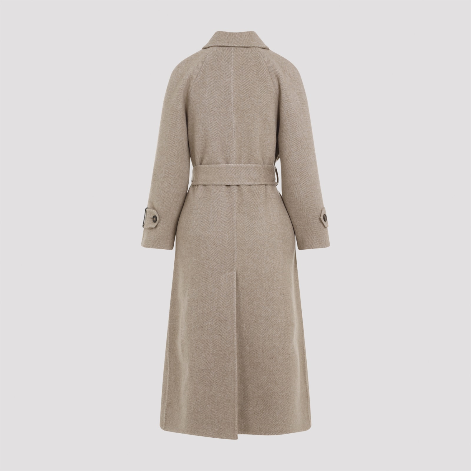 Shop Brunello Cucinelli Chevron Coat In Brown Panama