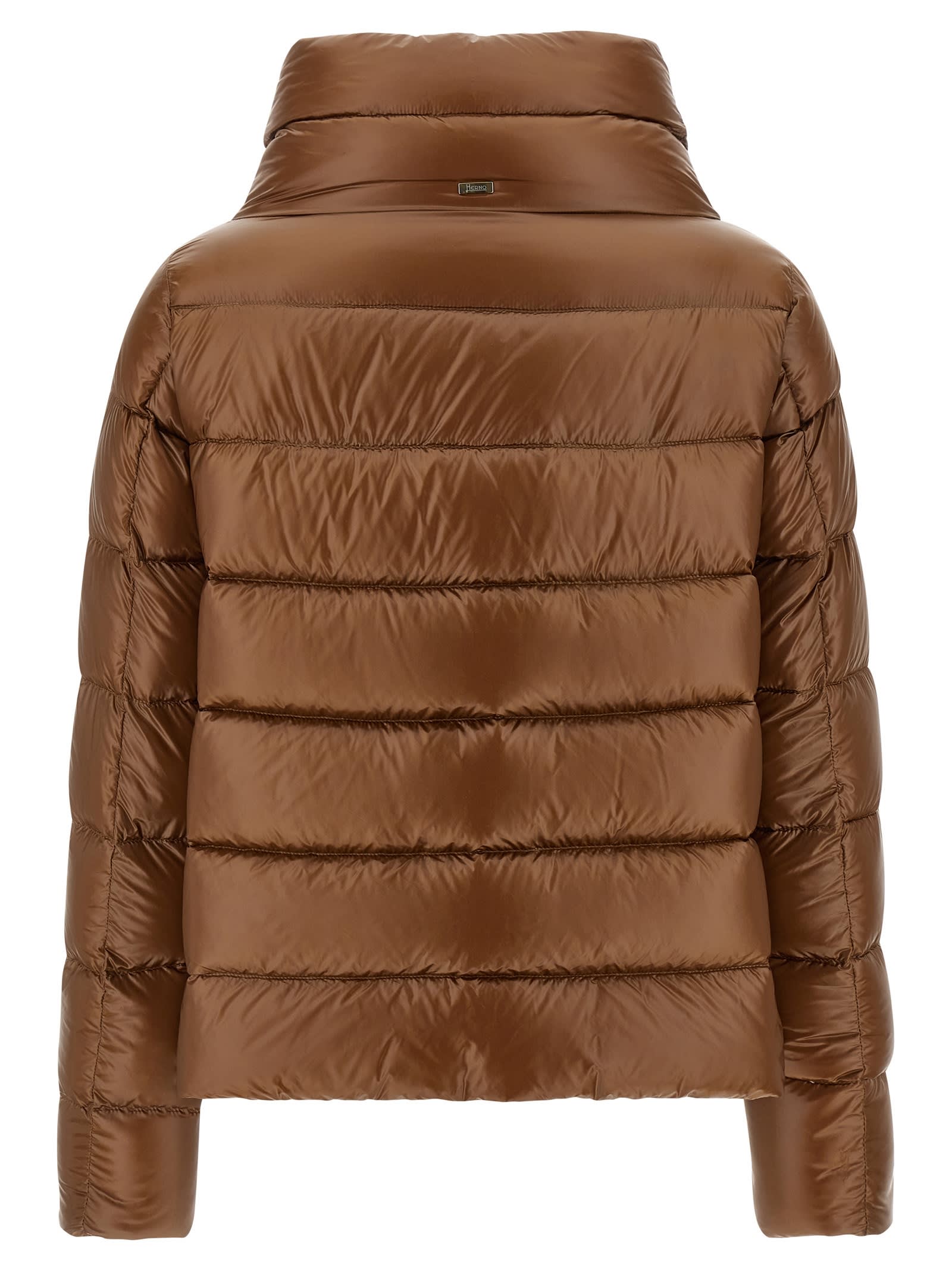 Herno Monogram Down Jacket In Brown
