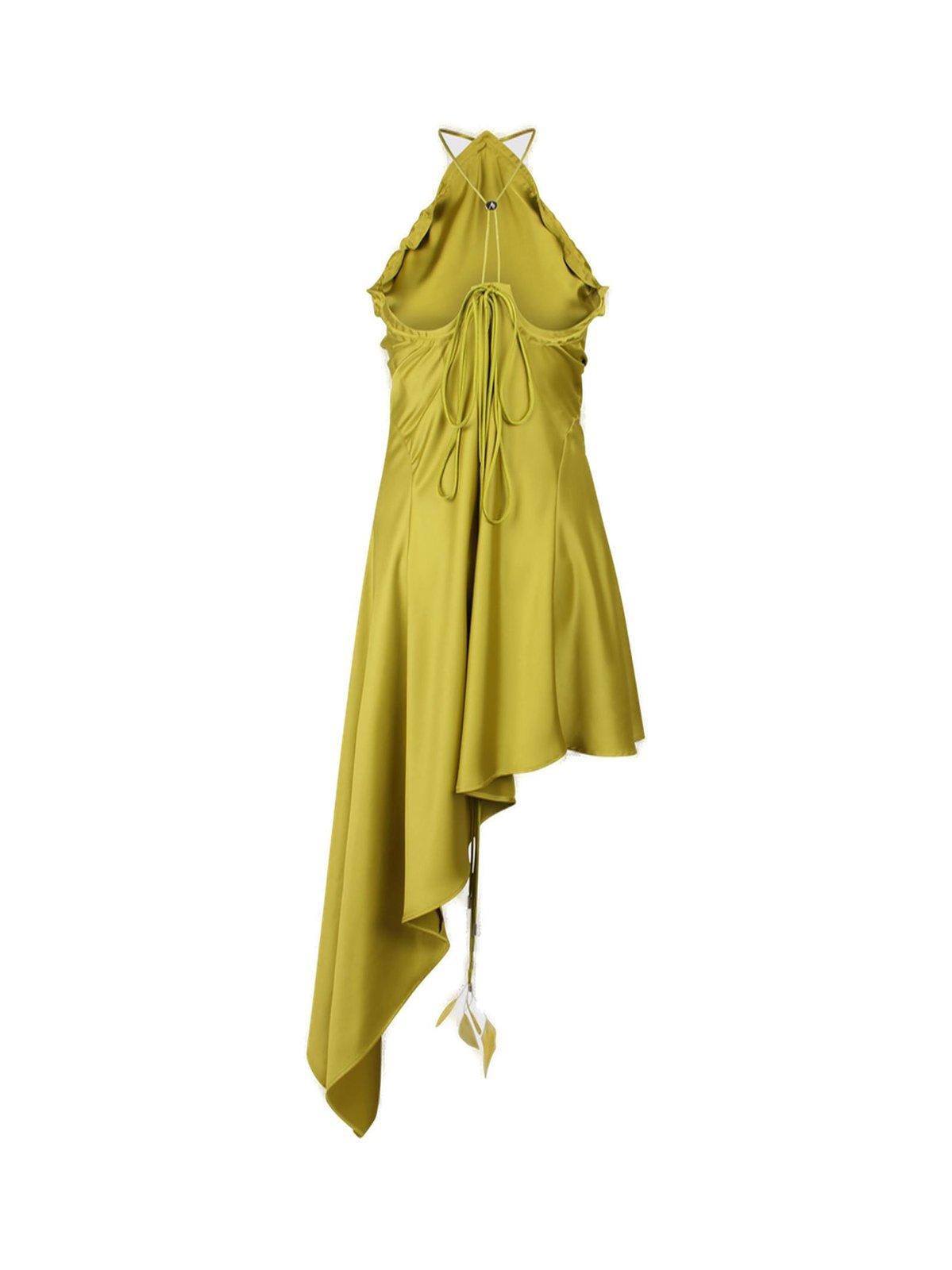 Shop Attico Ruched Open Back Midi Dress In Giallo