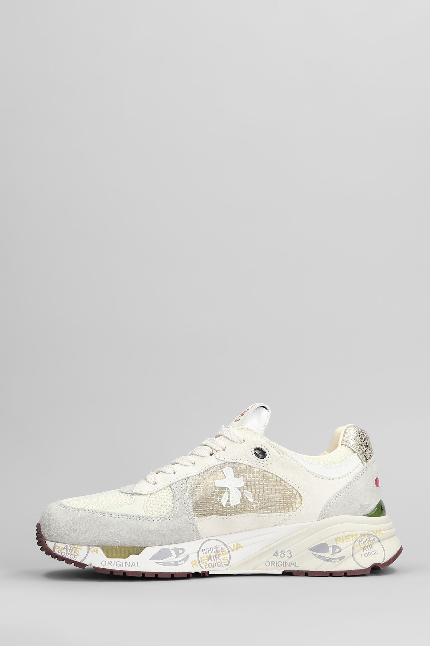 Premiata Mase Sneakers In Grey Suede And Fabric In Sand