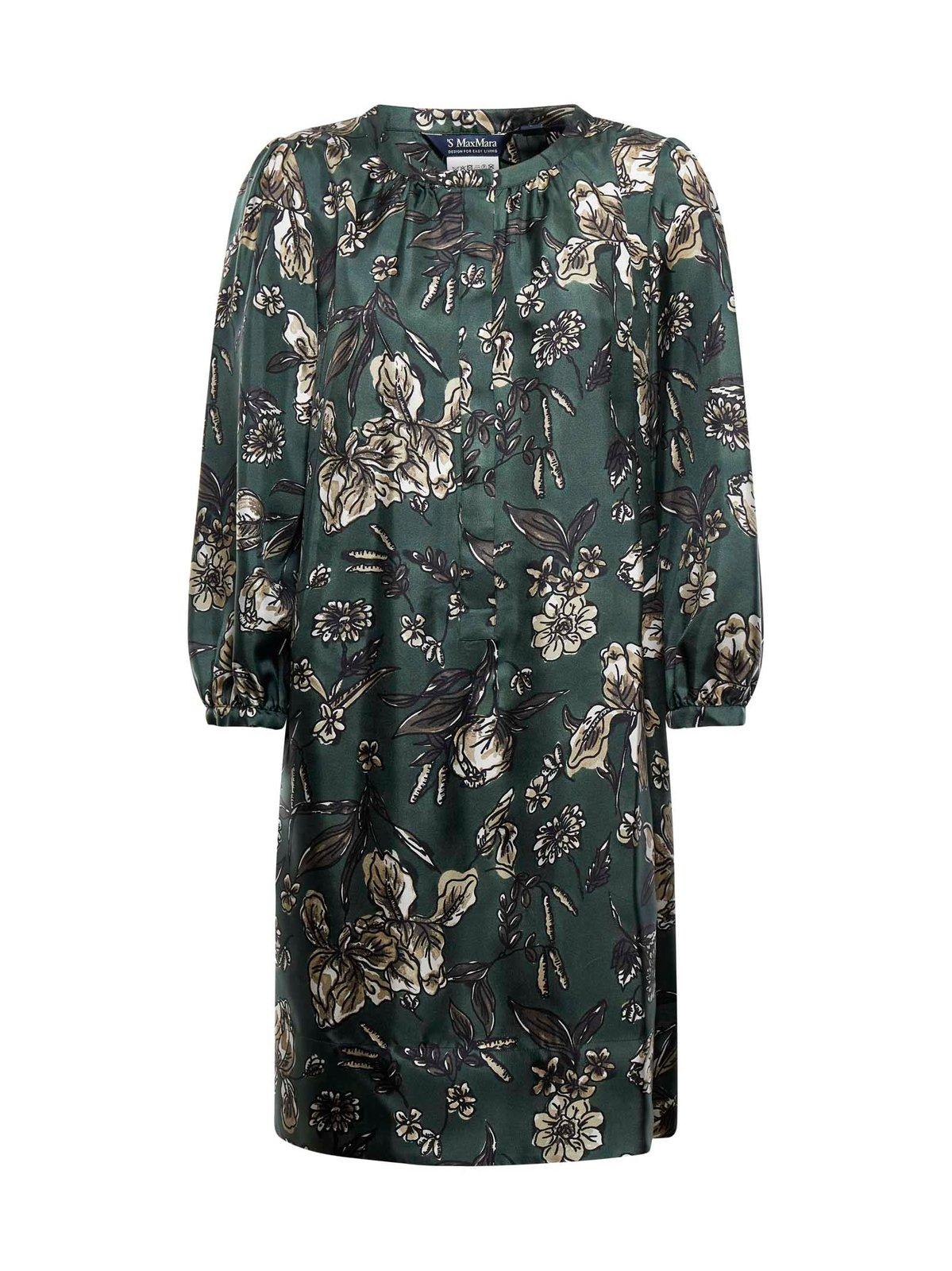 'S Max Mara Allover Floral Printed Long Sleeved Dress