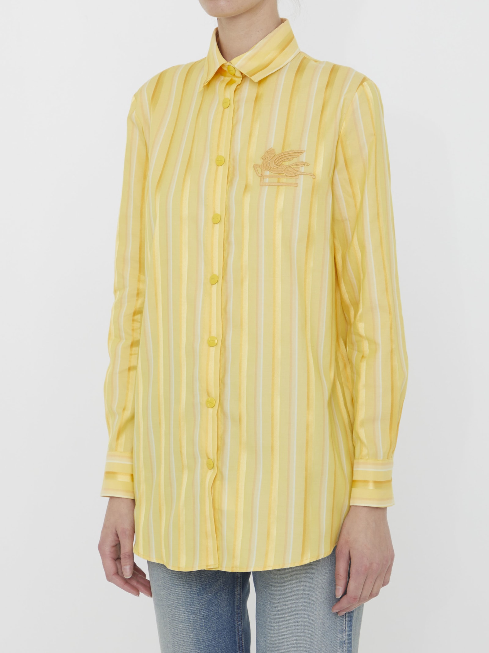 Shop Etro Striped Shirt With Pegaso