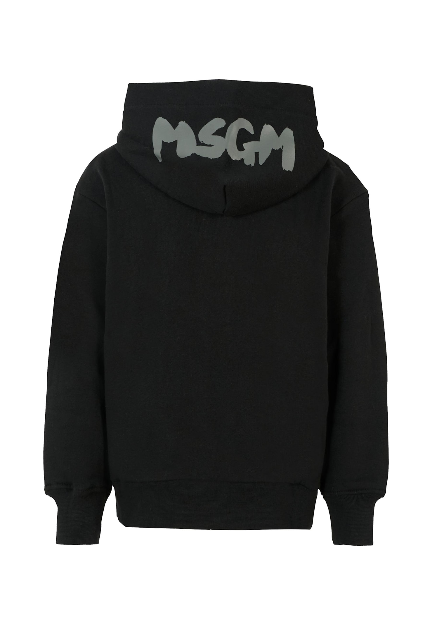Msgm Black Sweatshirt For Kids With Gray Logo In Black