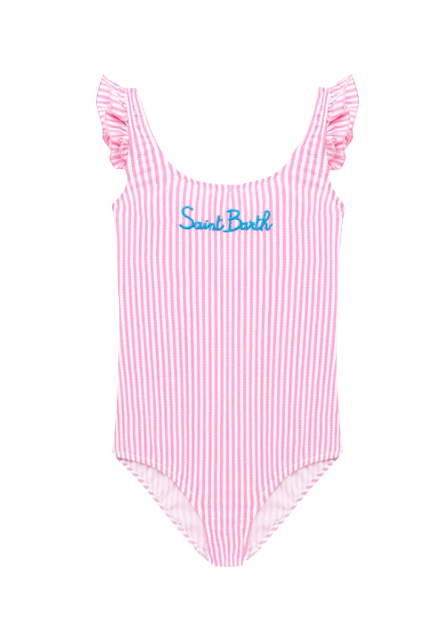 Mc2 Saint Barth Pink Swimsuit For Girl With Logo In Pink
