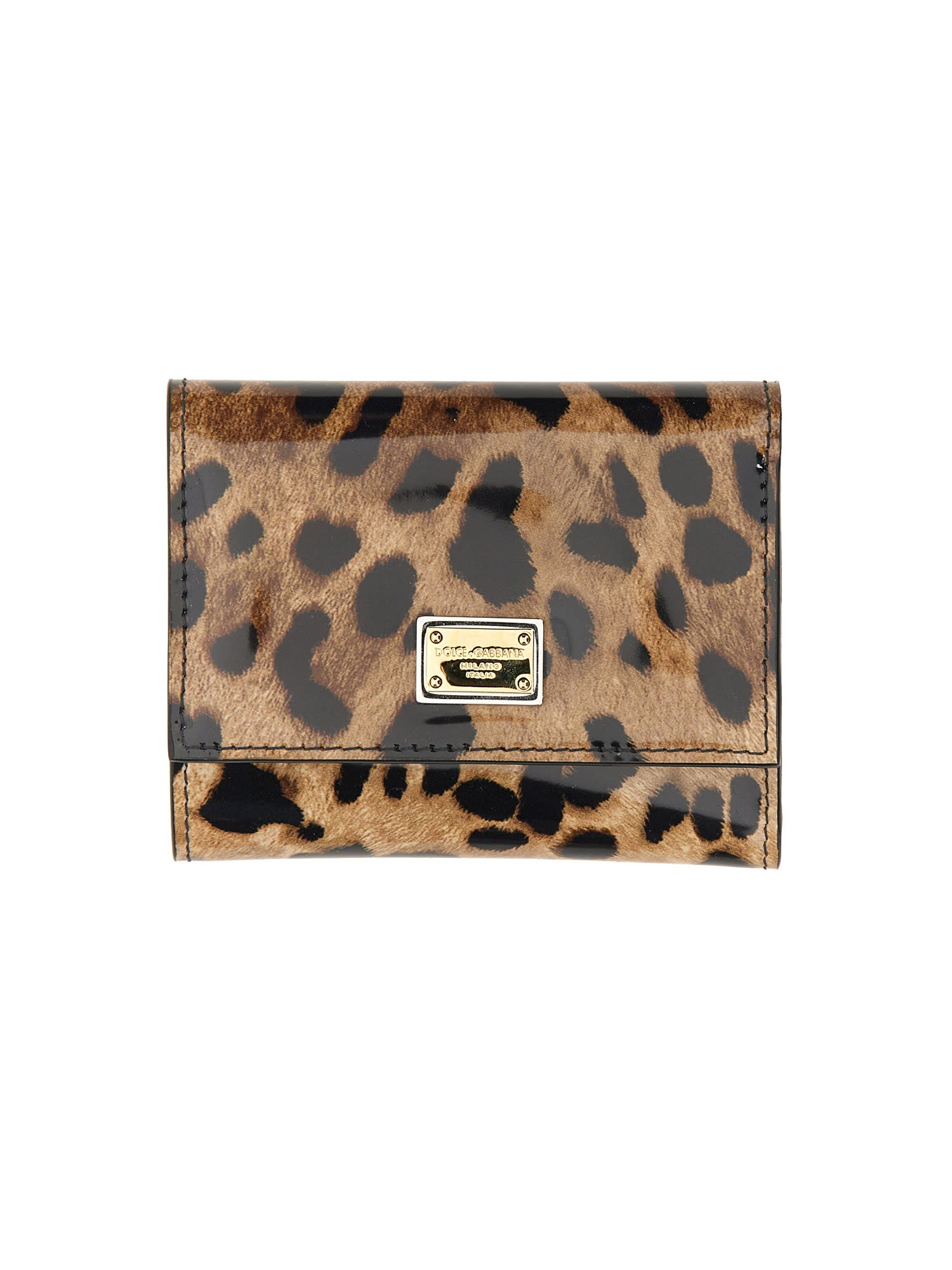 Dolce & Gabbana Small Leather Wallet In Leopardo