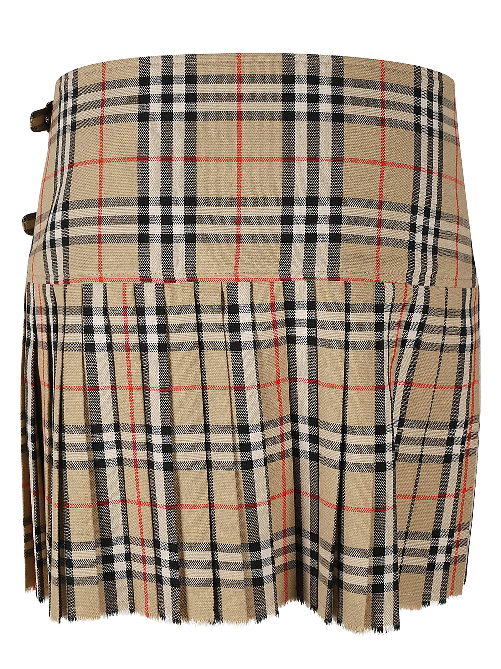 Shop Burberry Check Short Skirt In Achieve Beige