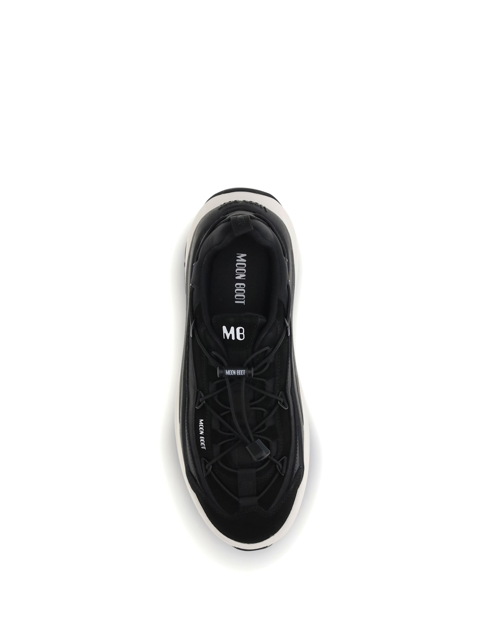 Moon Boot Blackwhite Round Toe Sneakers In Black