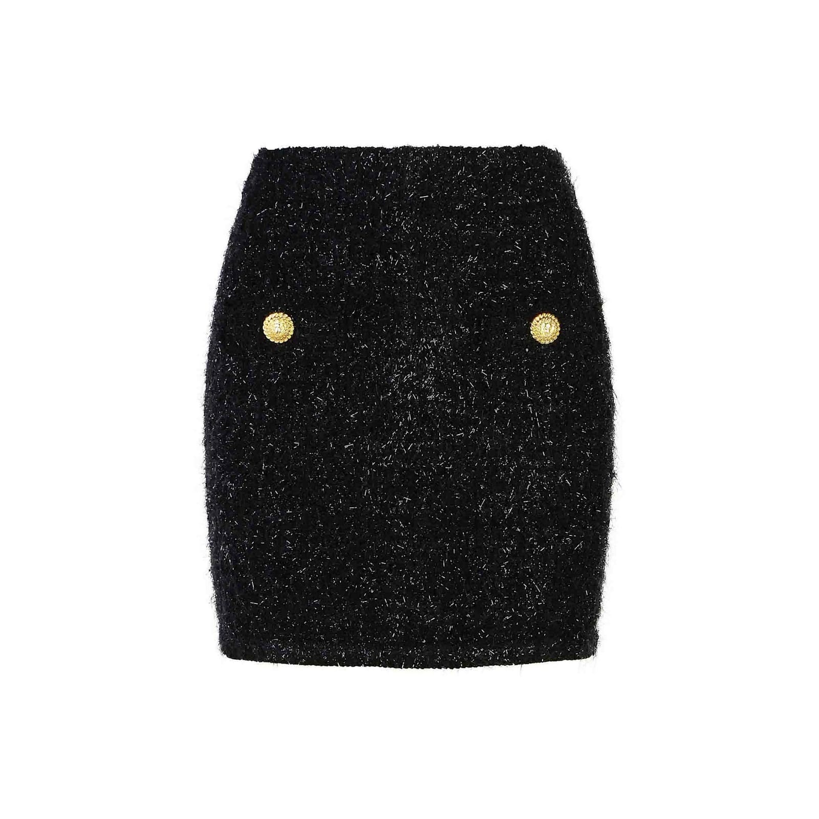 Balmain Tweed Mini Skirt In Black
