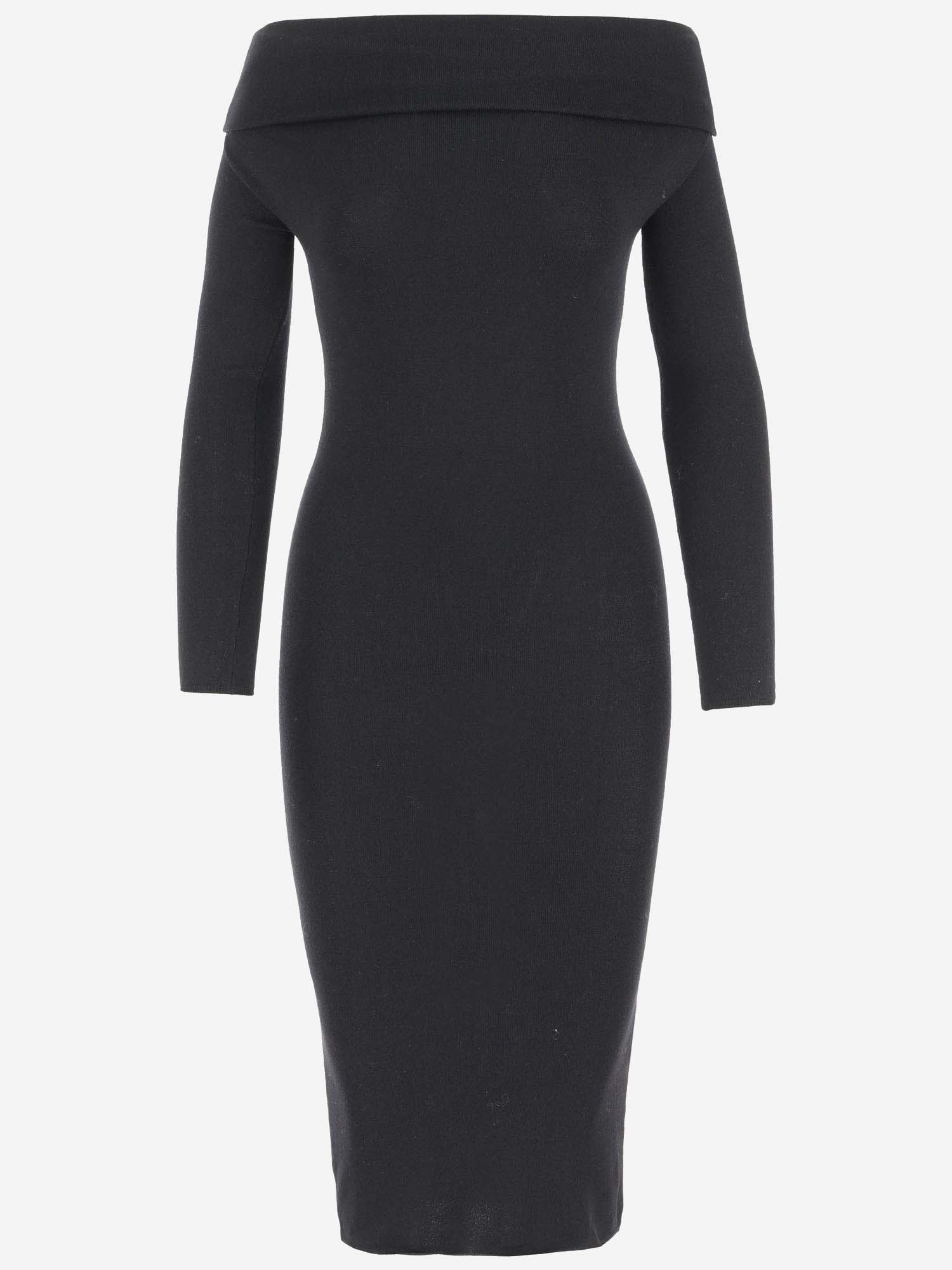 Shop Armarium Wool Blend Dress In Black