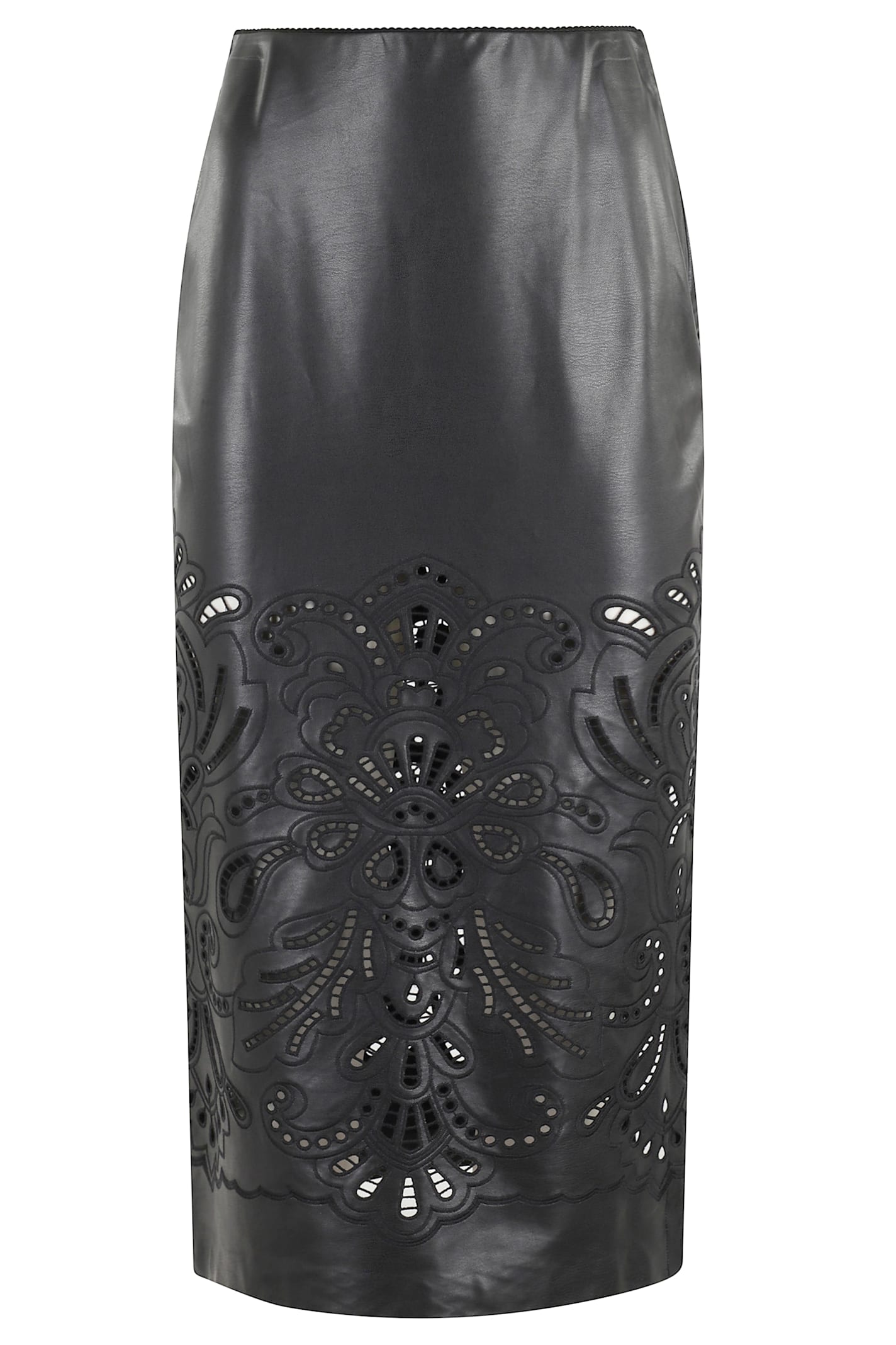 Ermanno Firenze Longuette Faux Leather Midi Skirt In Black