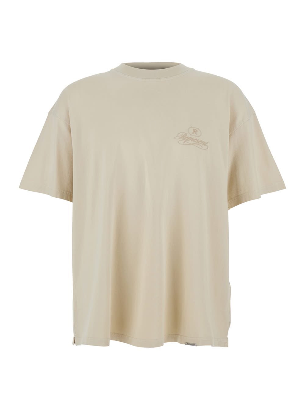 Represent White Crewneck T-shirt With Logo Lettering On The Front And Maxi Logo Print On The Rear In Cotton Ma