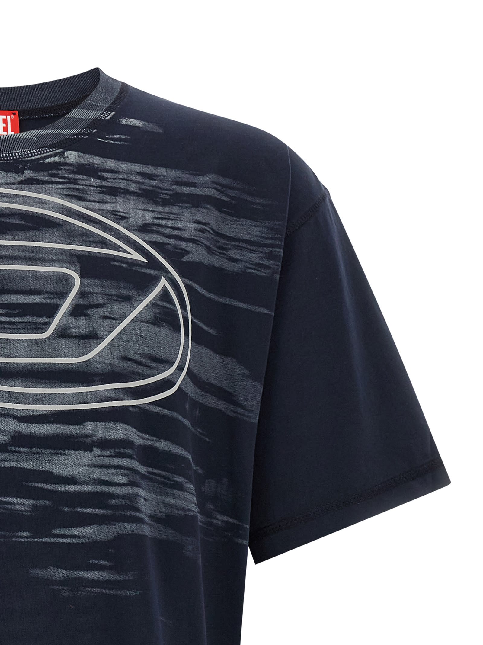 Diesel Cotton T-shirt With Oval D Print In Blue