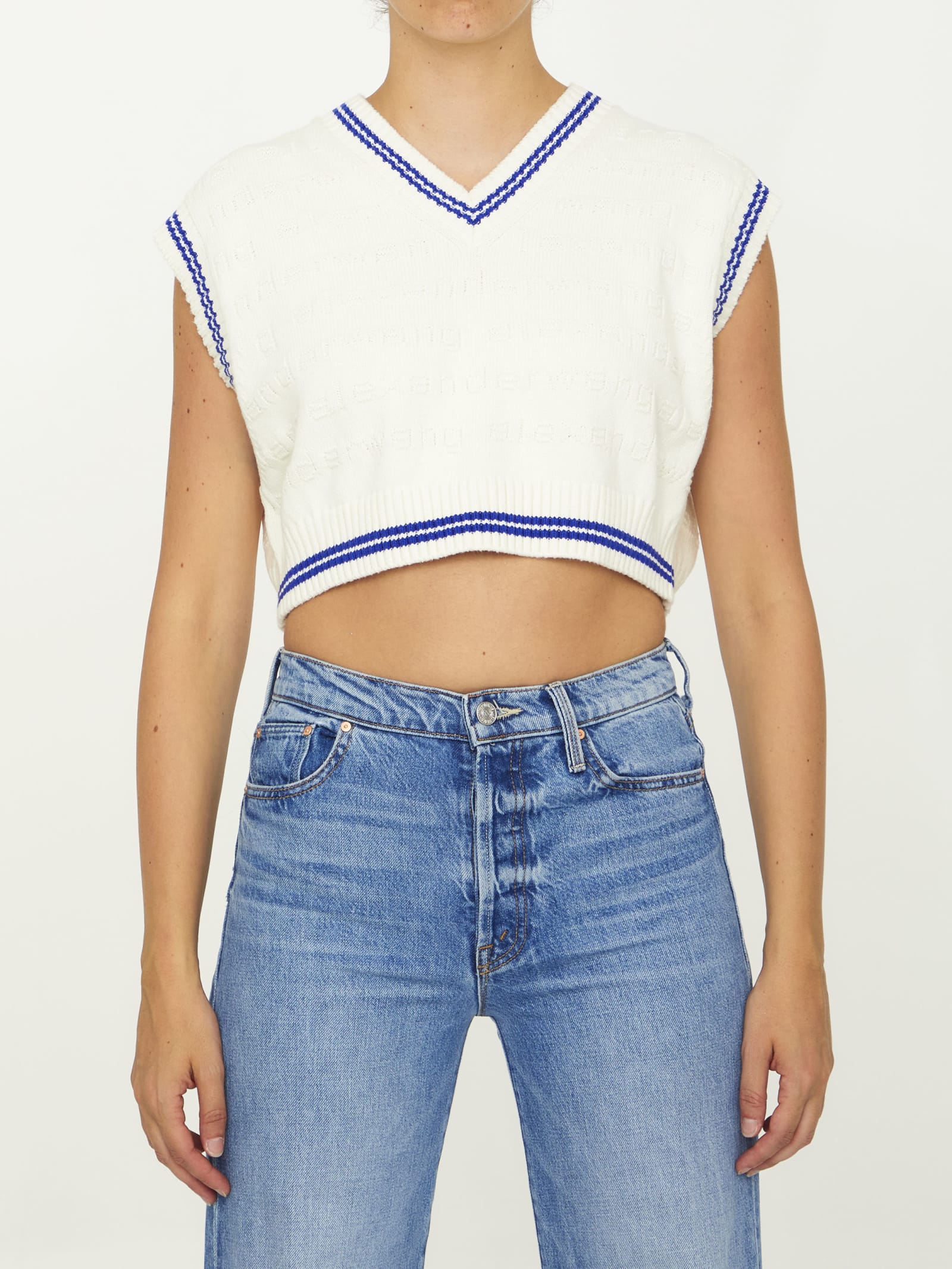 ALEXANDER WANG CROPPED VEST IN COMPACT COTTON