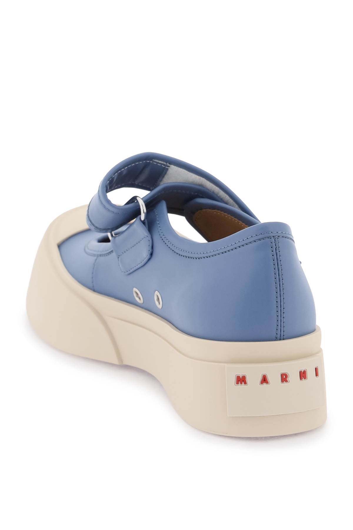 Shop Marni Pablo Mary Jane Nappa Leather Sneakers In Opal (blue)