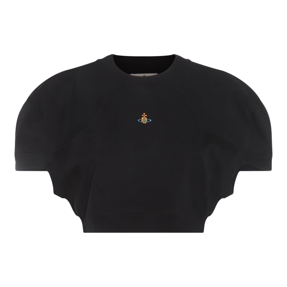 VIVIENNE WESTWOOD LOGO-EMBROIDERED CROPPED T-SHIRT