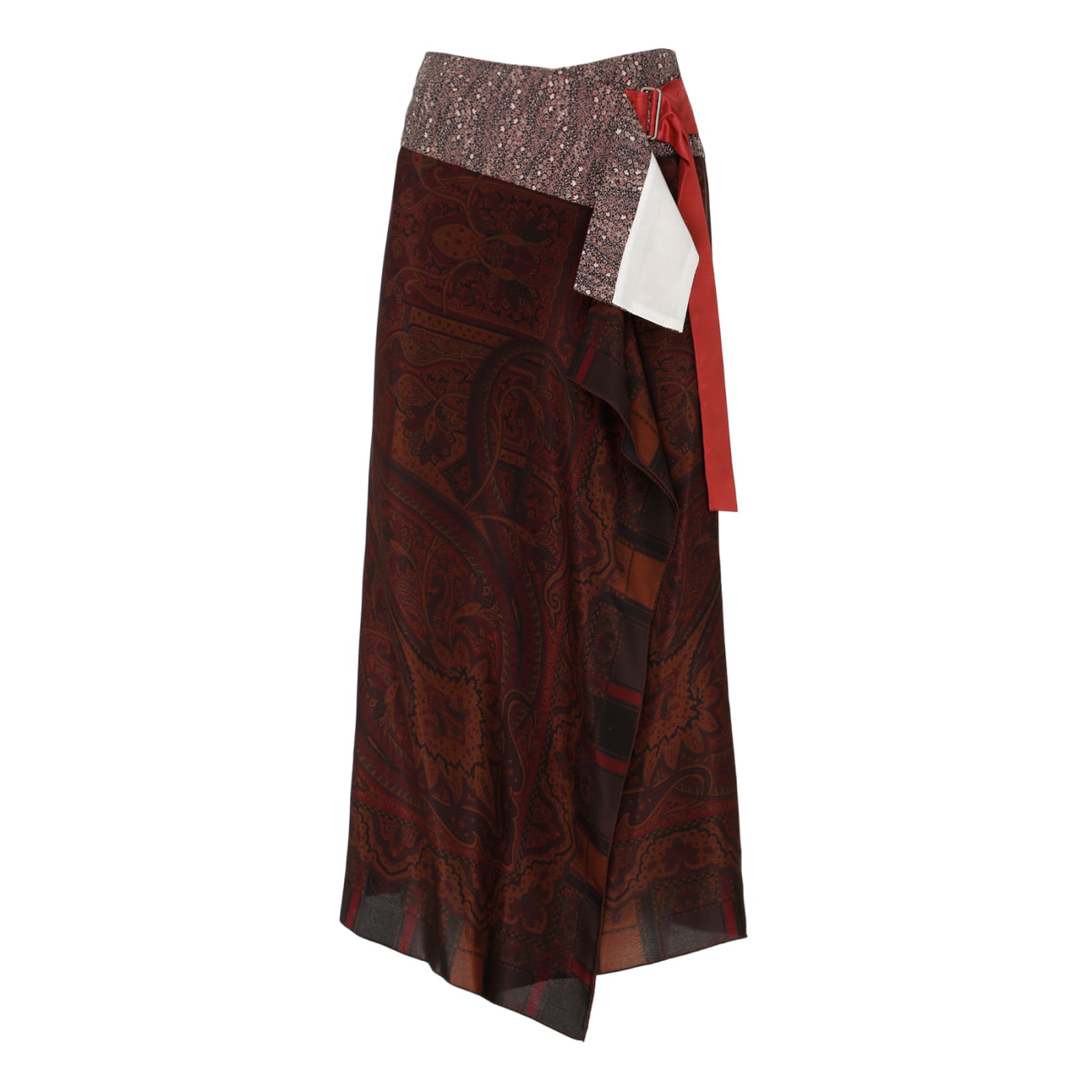 Ibrigu Fantasy Multicolor Silk Wrap Midi Skirt
