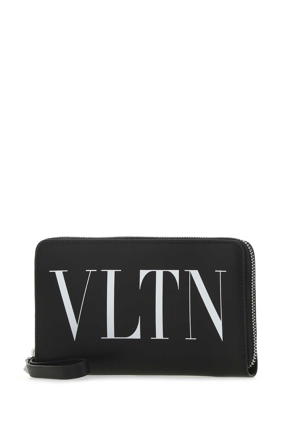 Shop Valentino Black Leather Vltn Wallet In Nerbia