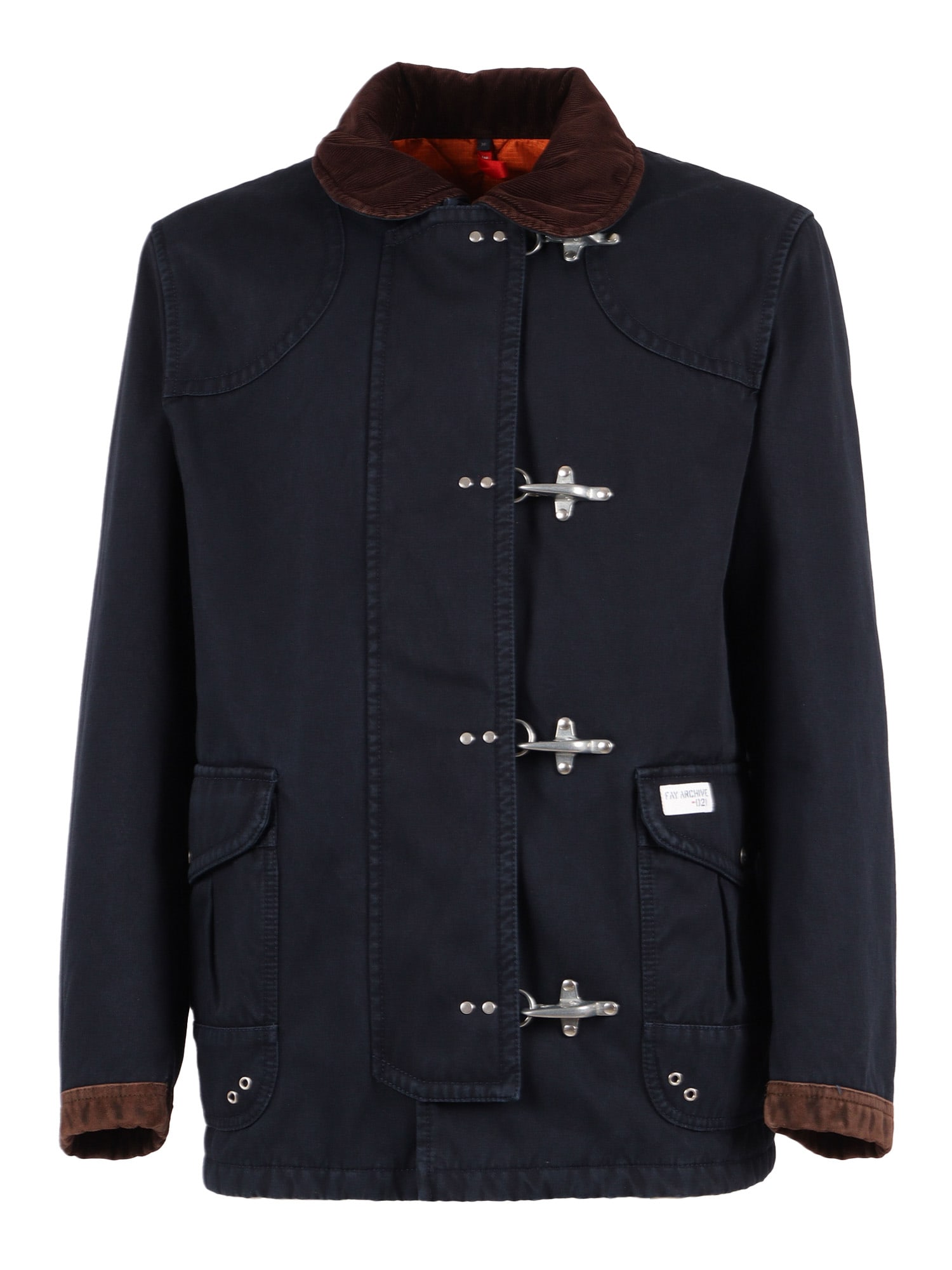 Fay Wool Blend Jacket With Front Pockets And Contrast Collar In Multi