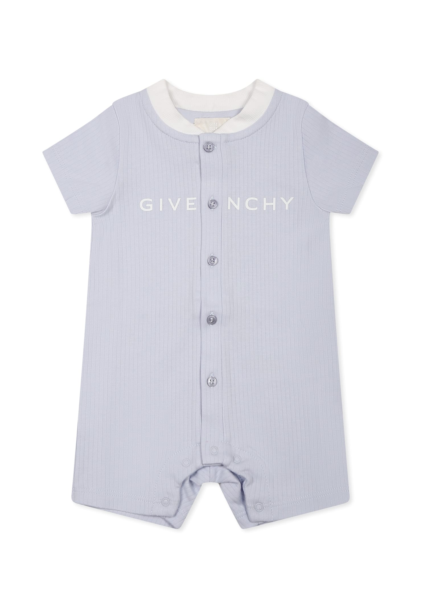 Givenchy Light Blue Romper For Baby Boy With Logo In Light Blue