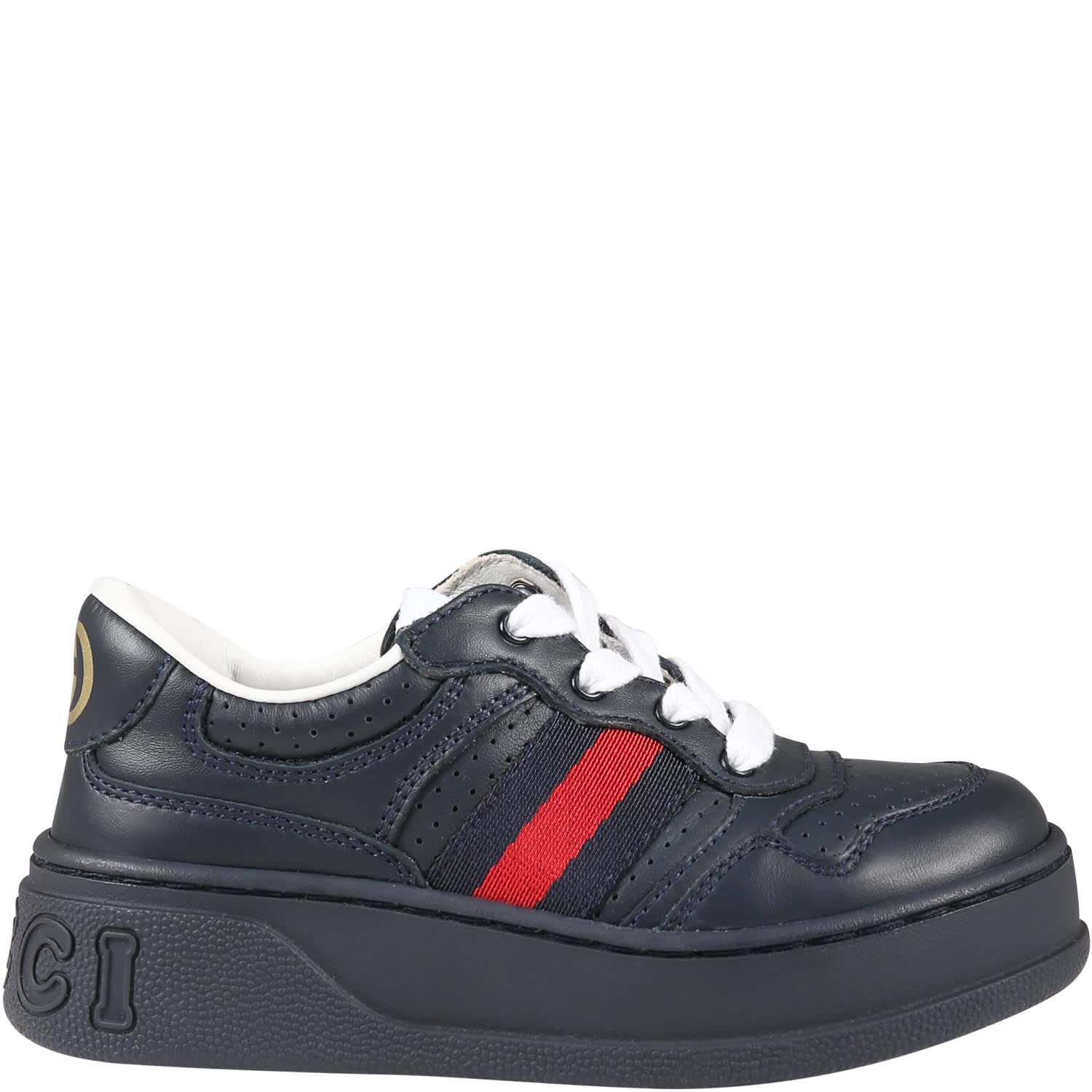 Gucci Blue Sneakers For Boy With Web