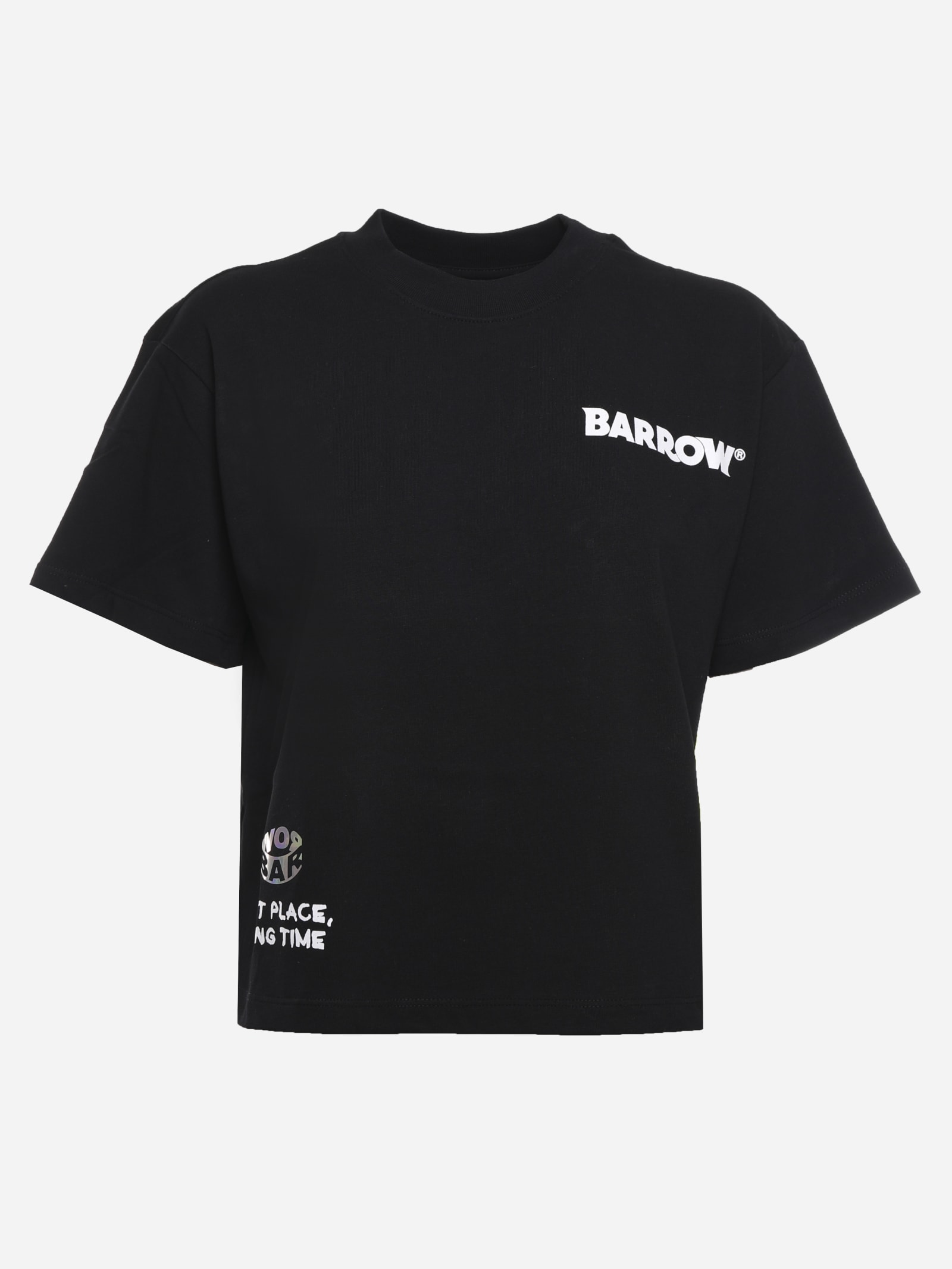 BARROW COTTON T-SHIRT WITH MAXI REAR LOGO PRINT WITH CRYSTALS,029451 -110