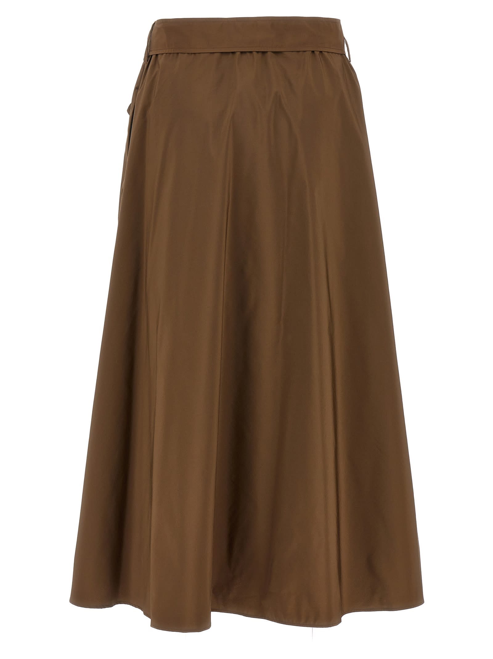 Weekend Max Mara Max Mara Weekend Pure Cotton Poplin Midi Skirt In Brown