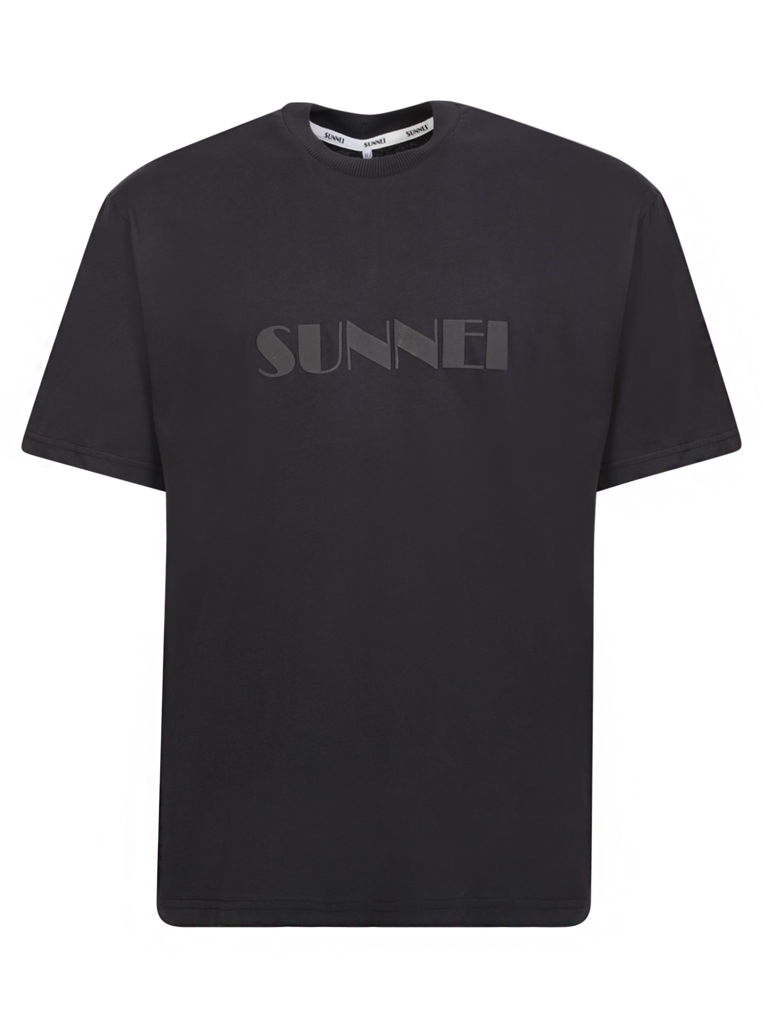 Shop Sunnei Black Sprayed Logo T-shirt