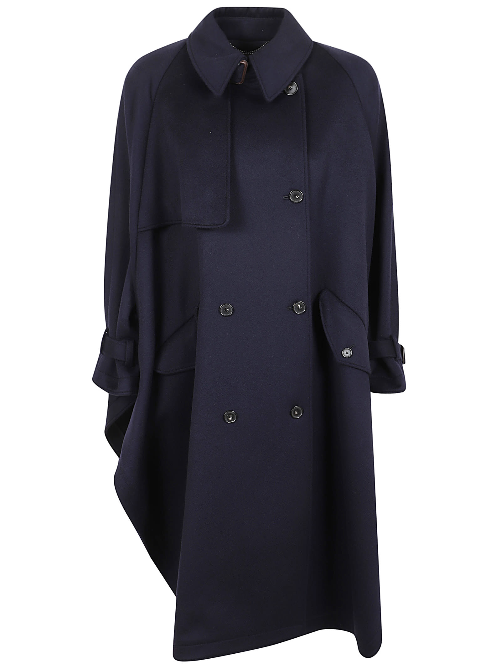 Shop Stella Mccartney Double Face Poncho Trench Coat In Ink