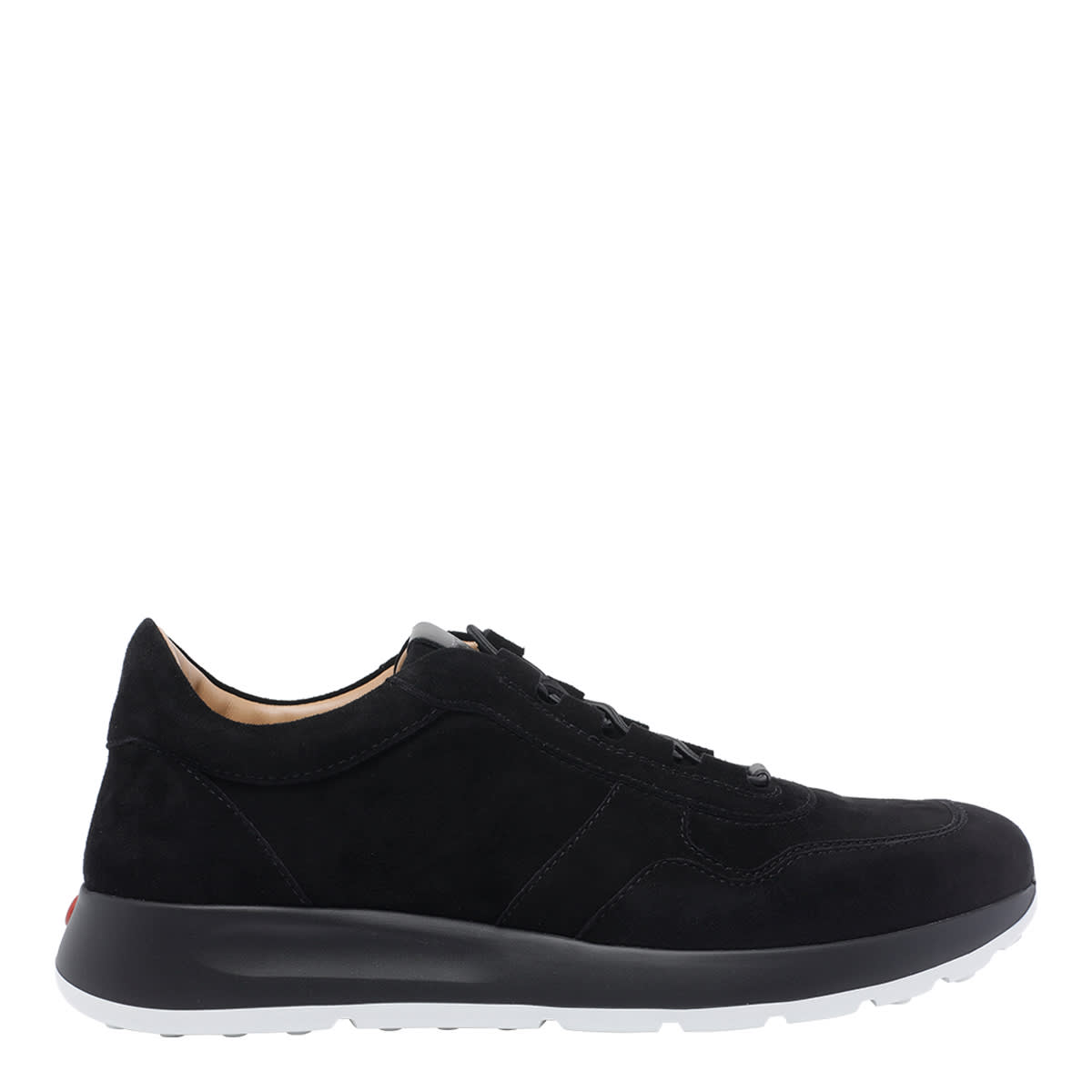 Tod's Round Toe Low Top Suede Sneakers With Rubber Sole In Black