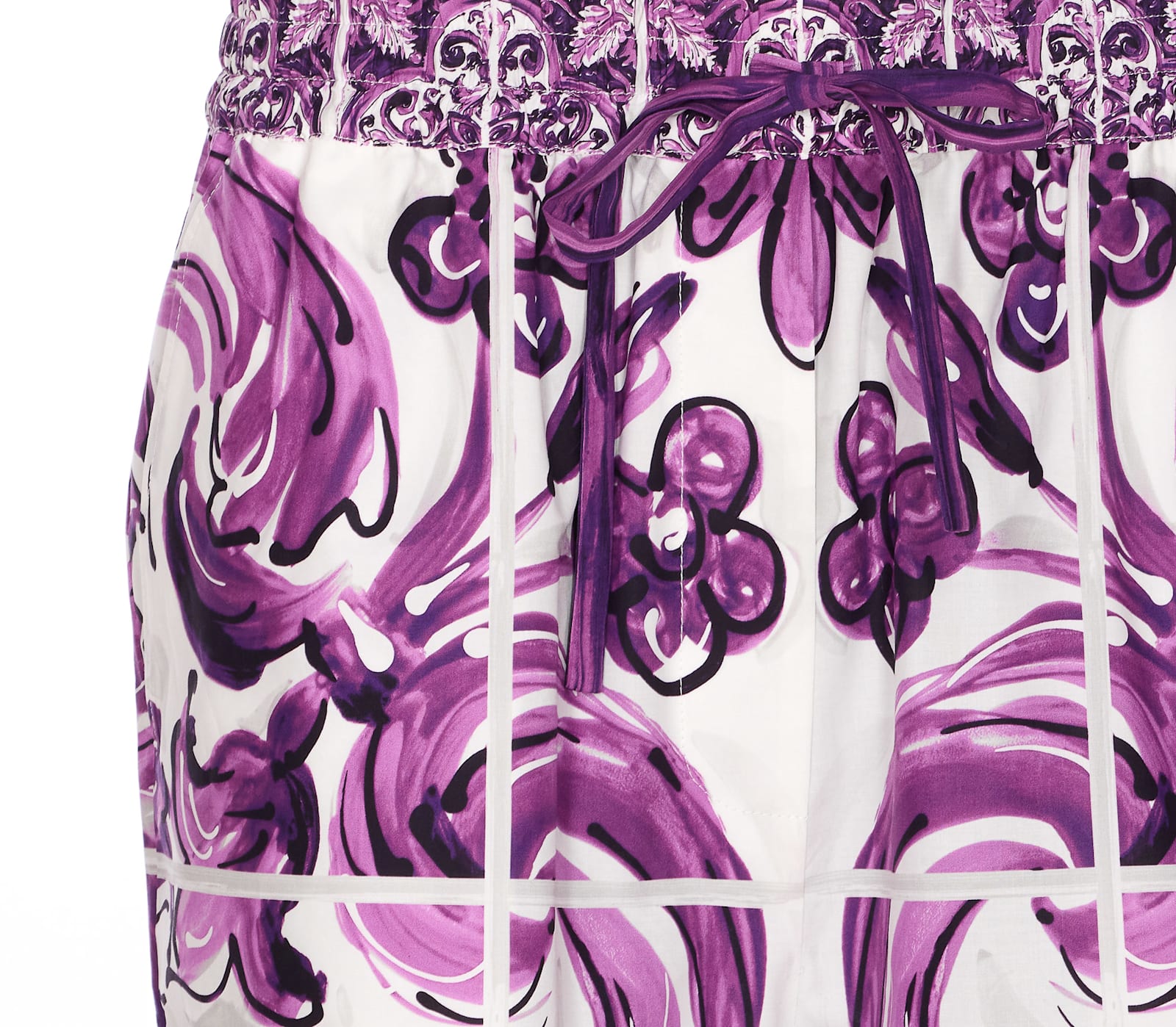 Dolce & Gabbana Women Cotton Shorts With Maiolica Print In Purple