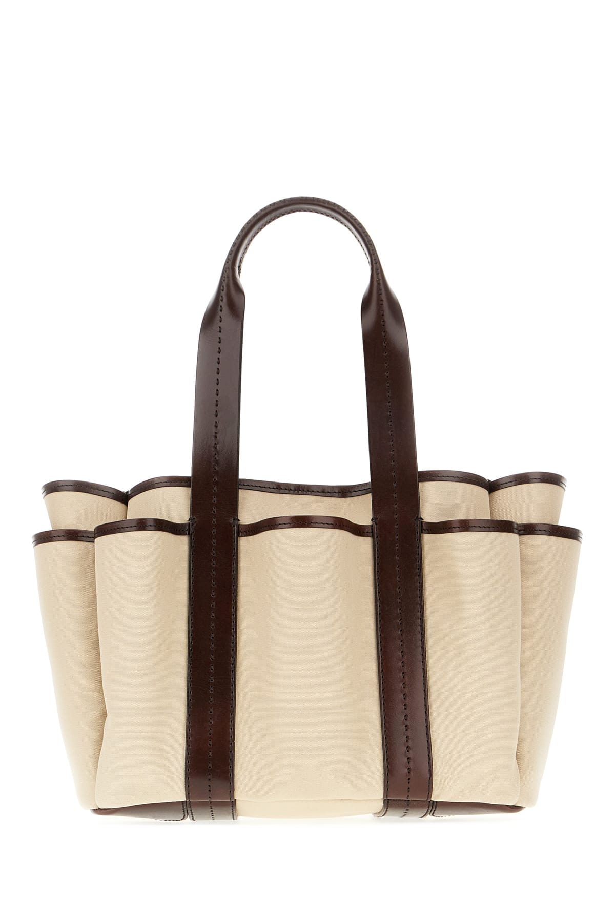 Shop Max Mara Sand Canvas Giardiniera Handbag In 001