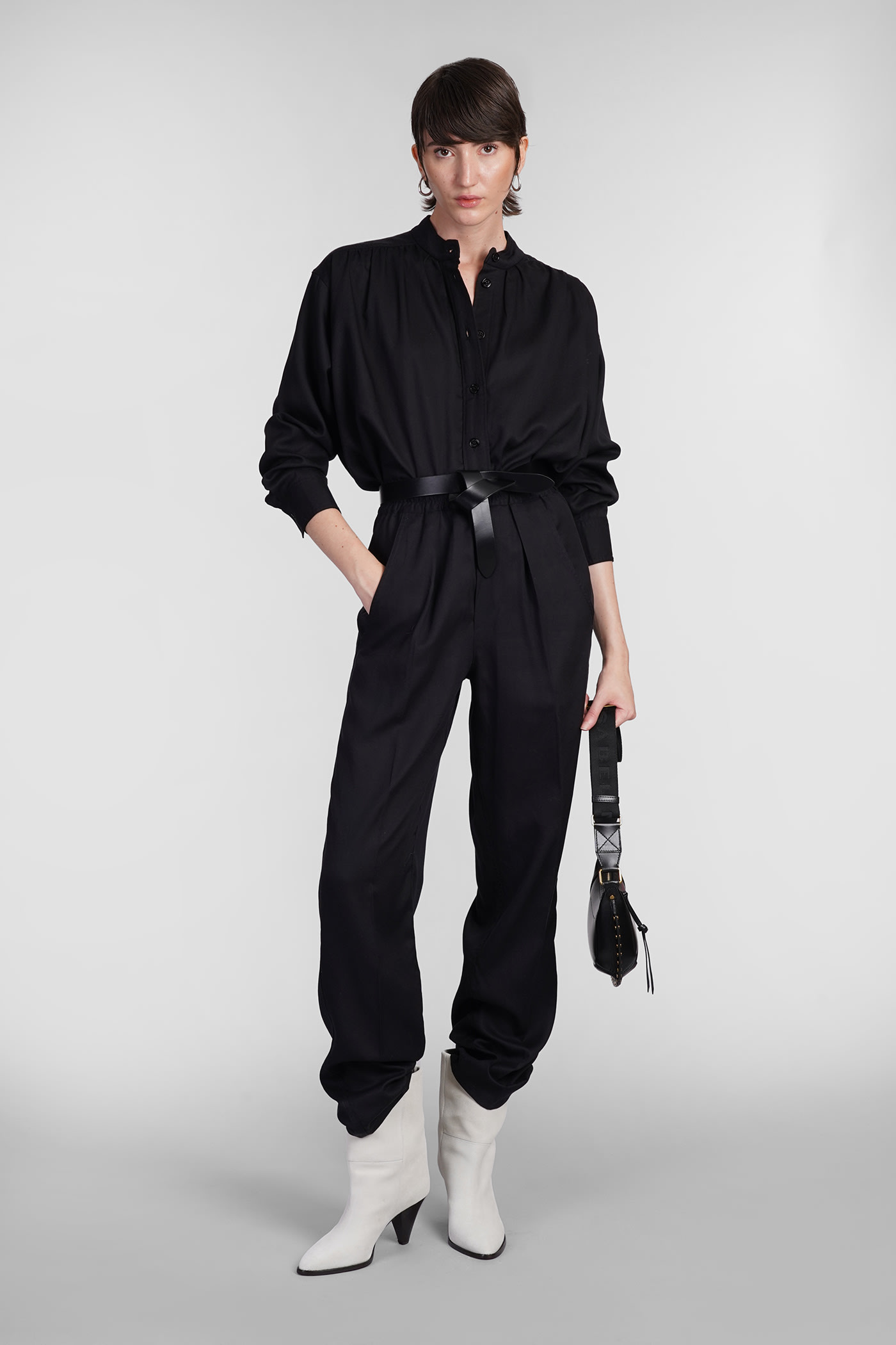 Isabel Marant Étoile Violeta Shirt In Black Wool And Polyester In Bk
