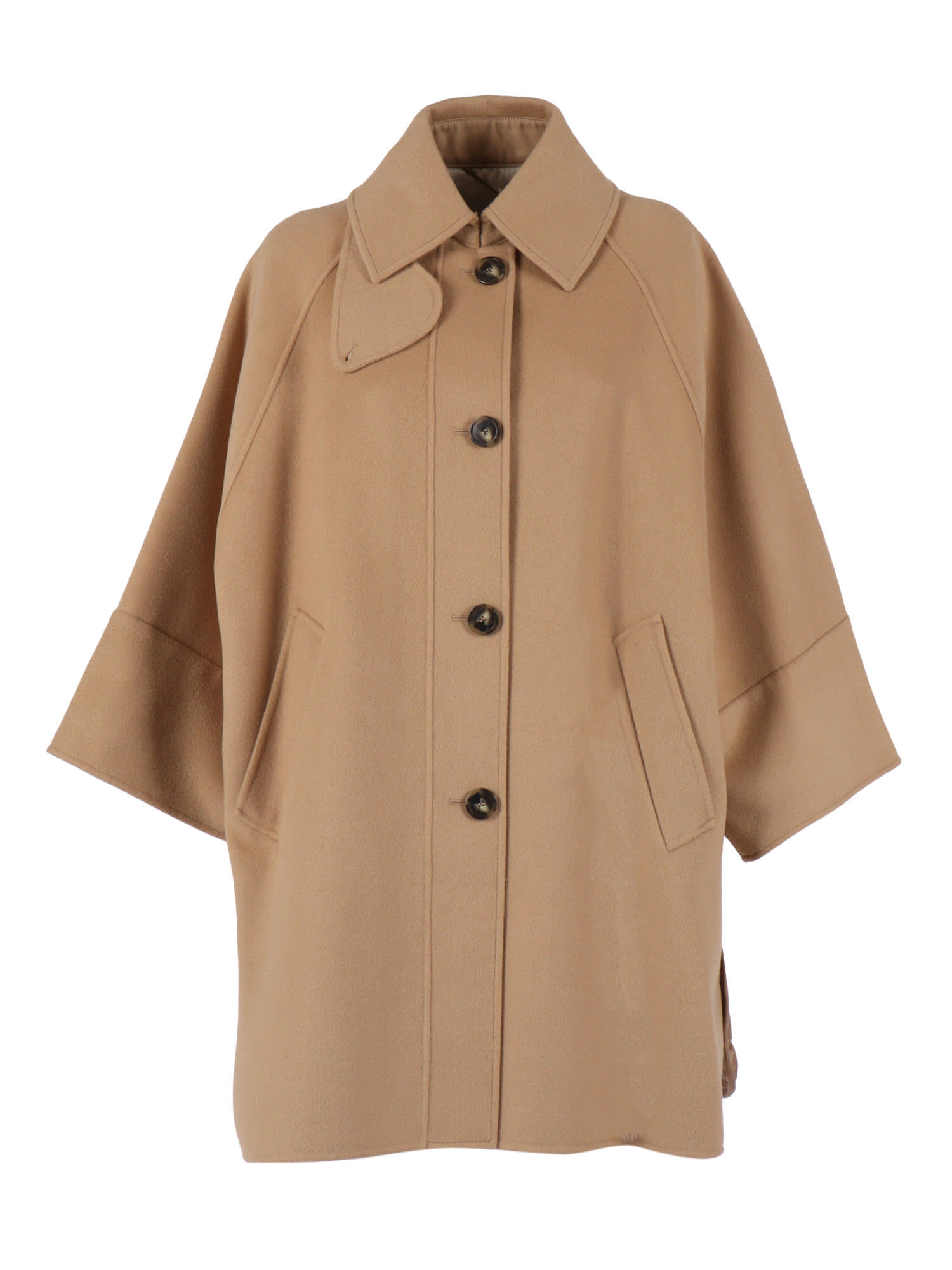 Weekend Max Mara Rufo Single-breasted Wool Coat In Brown