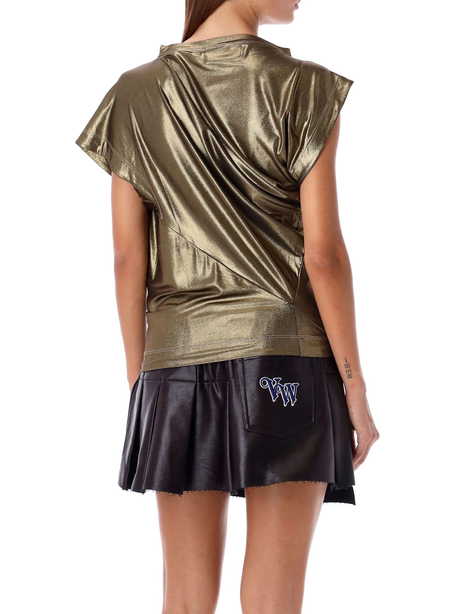 Shop Vivienne Westwood Hebo Metallic Top In Gold