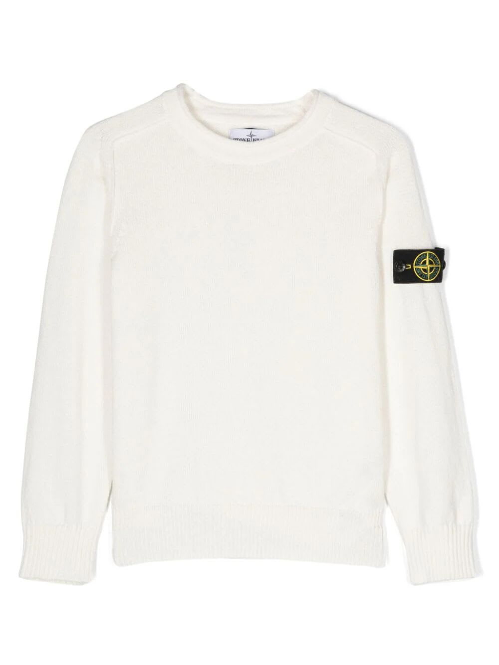 Shop Stone Island Junior Sweater In White