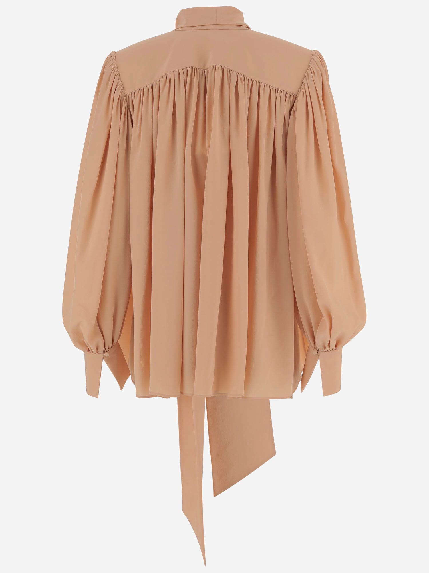 Chloé Silk Blouse With Bow At The Neck In Neutral